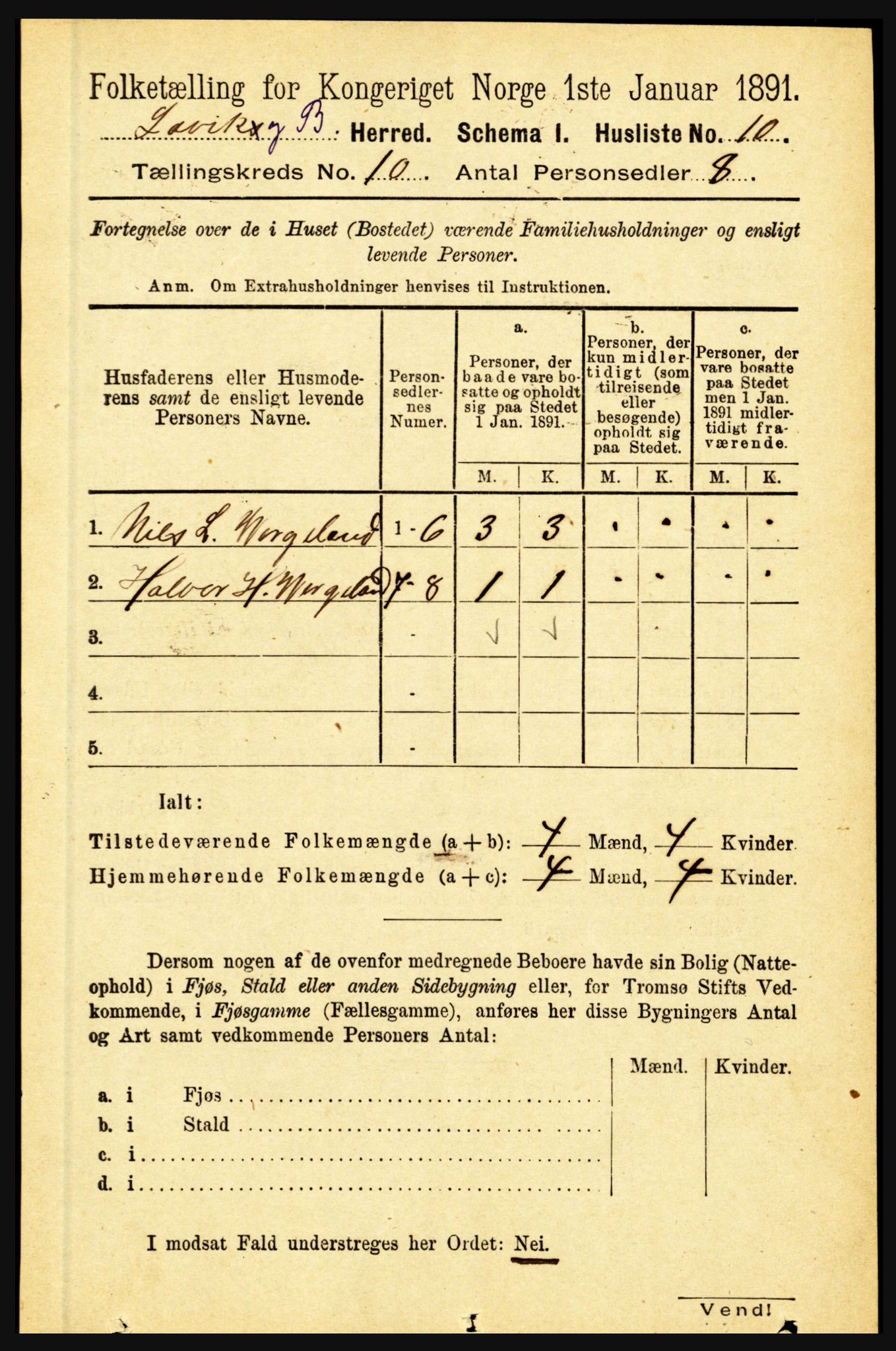RA, Folketelling 1891 for 1415 Lavik og Brekke herred, 1891, s. 1966