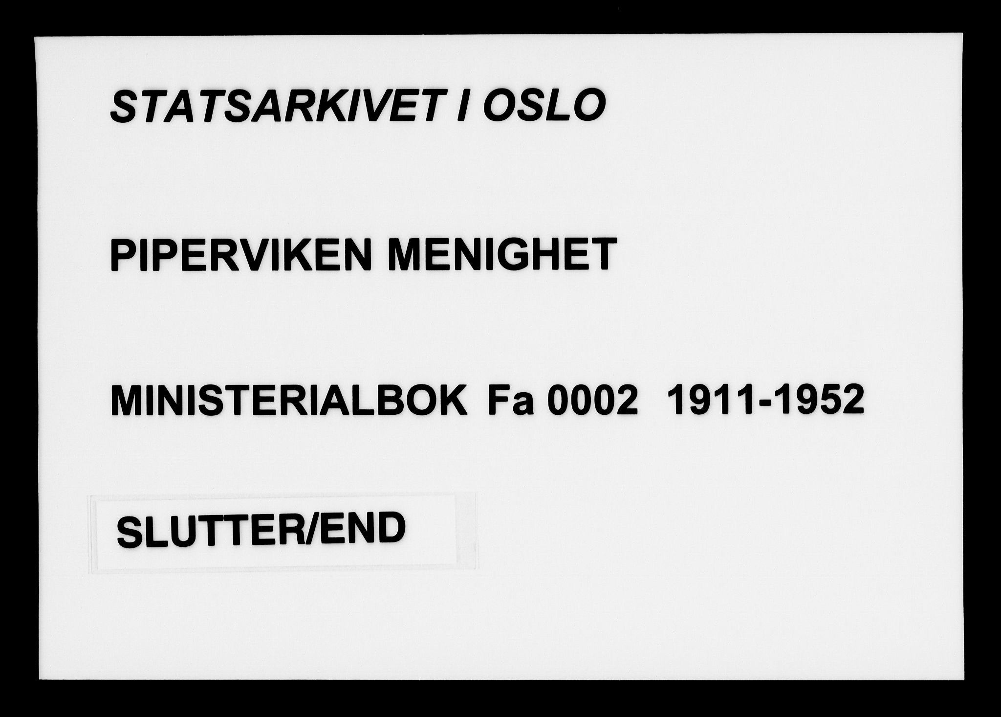 Piperviken prestekontor Kirkebøker, AV/SAO-A-10874/F/L0002: Ministerialbok nr. 2, 1911-1952