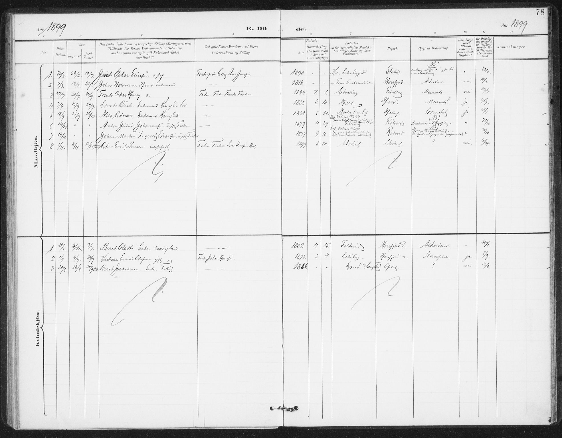 Ministerialprotokoller, klokkerbøker og fødselsregistre - Nordland, SAT/A-1459/811/L0167: Ministerialbok nr. 811A04, 1899-1913, s. 78