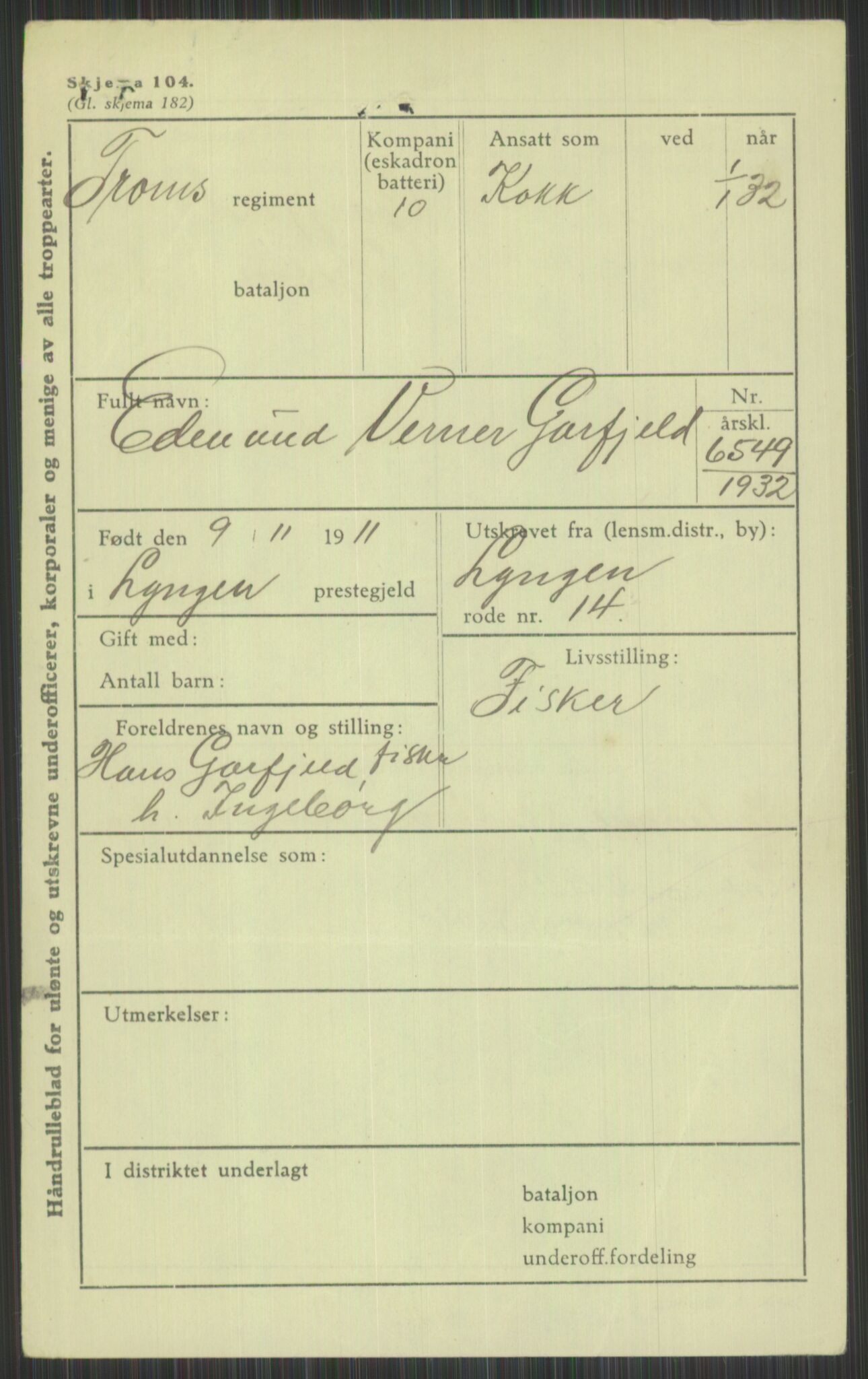 Forsvaret, Troms infanteriregiment nr. 16, AV/RA-RAFA-3146/P/Pa/L0016: Rulleblad for regimentets menige mannskaper, årsklasse 1932, 1932, s. 355