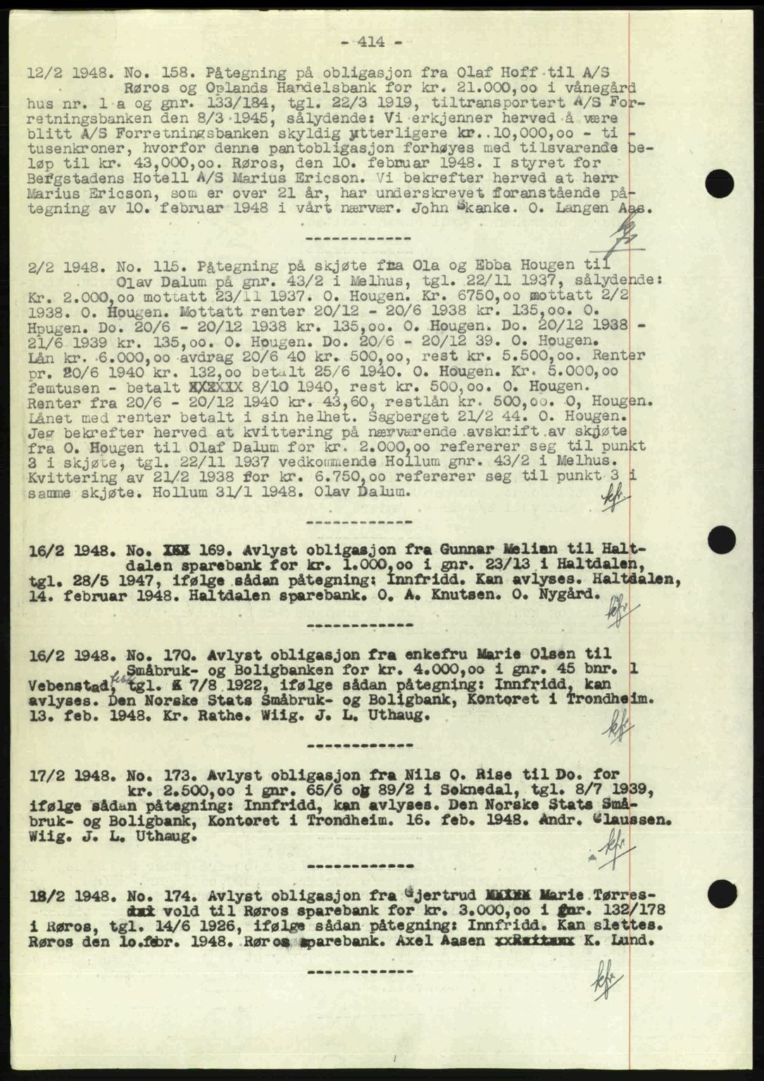 Gauldal sorenskriveri, SAT/A-0014/1/2/2C: Pantebok nr. A5, 1947-1948, Dagboknr: 158/1948