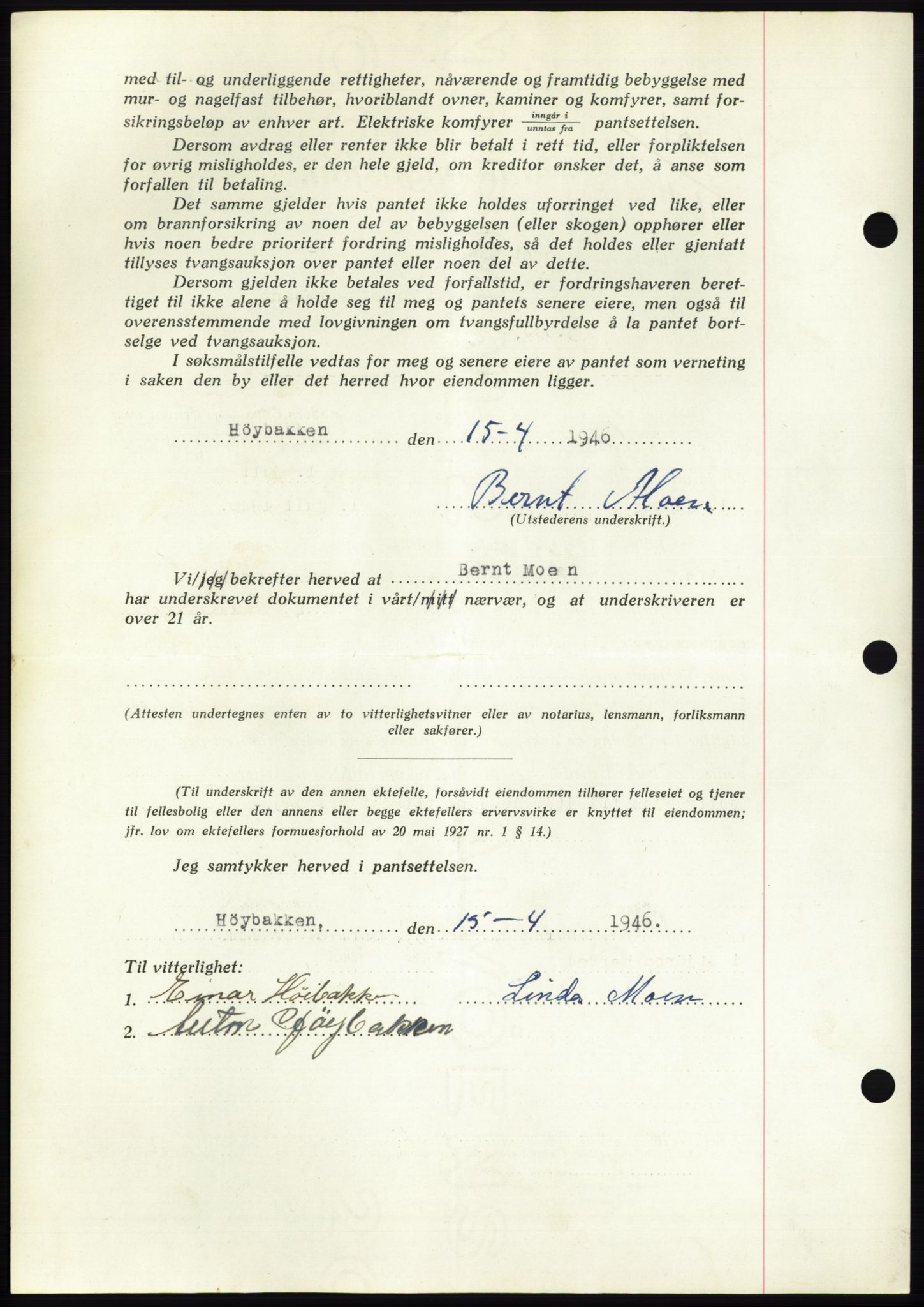Fosen sorenskriveri, AV/SAT-A-1107/1/2/2C: Pantebok nr. B, 1946-1948, Dagboknr: 401/1946