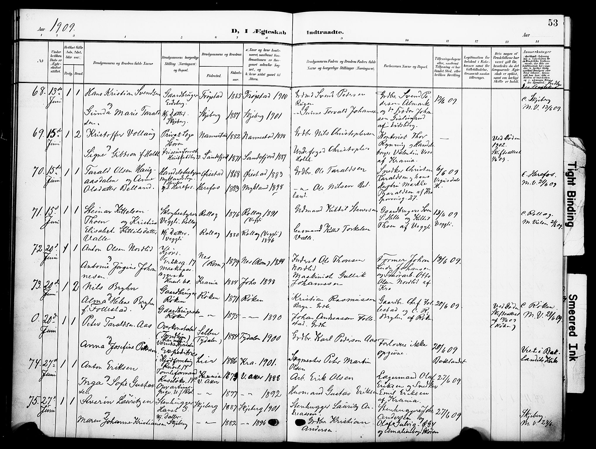 Johannes prestekontor Kirkebøker, AV/SAO-A-10852/F/Fa/L0010: Ministerialbok nr. 10, 1907-1919, s. 53