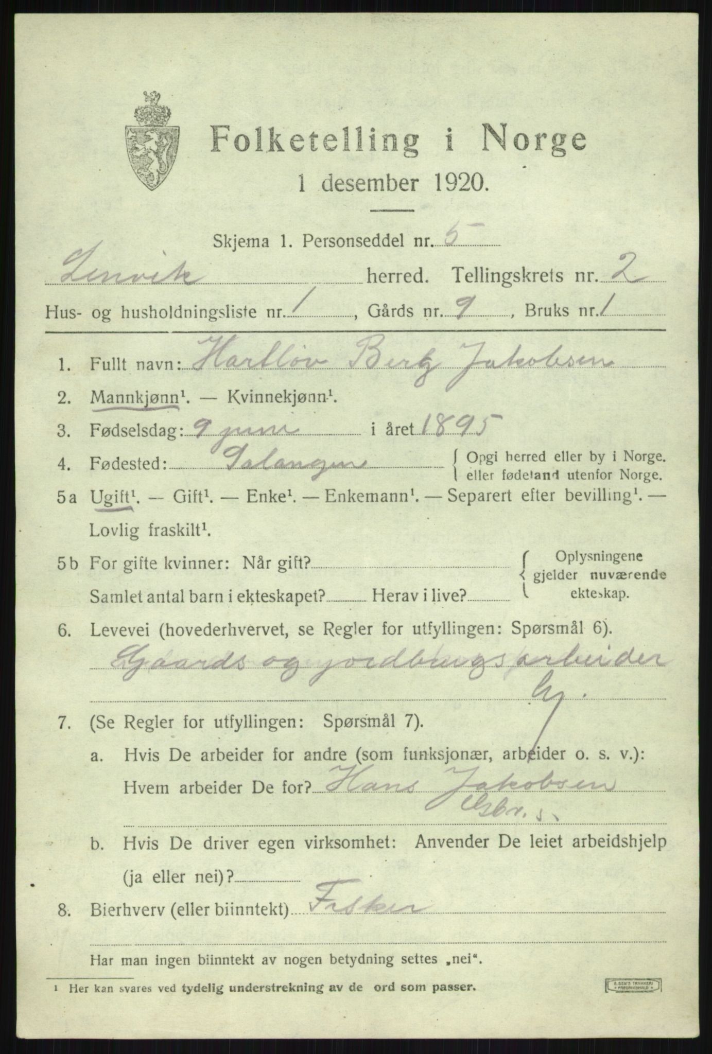 SATØ, Folketelling 1920 for 1931 Lenvik herred, 1920, s. 3102