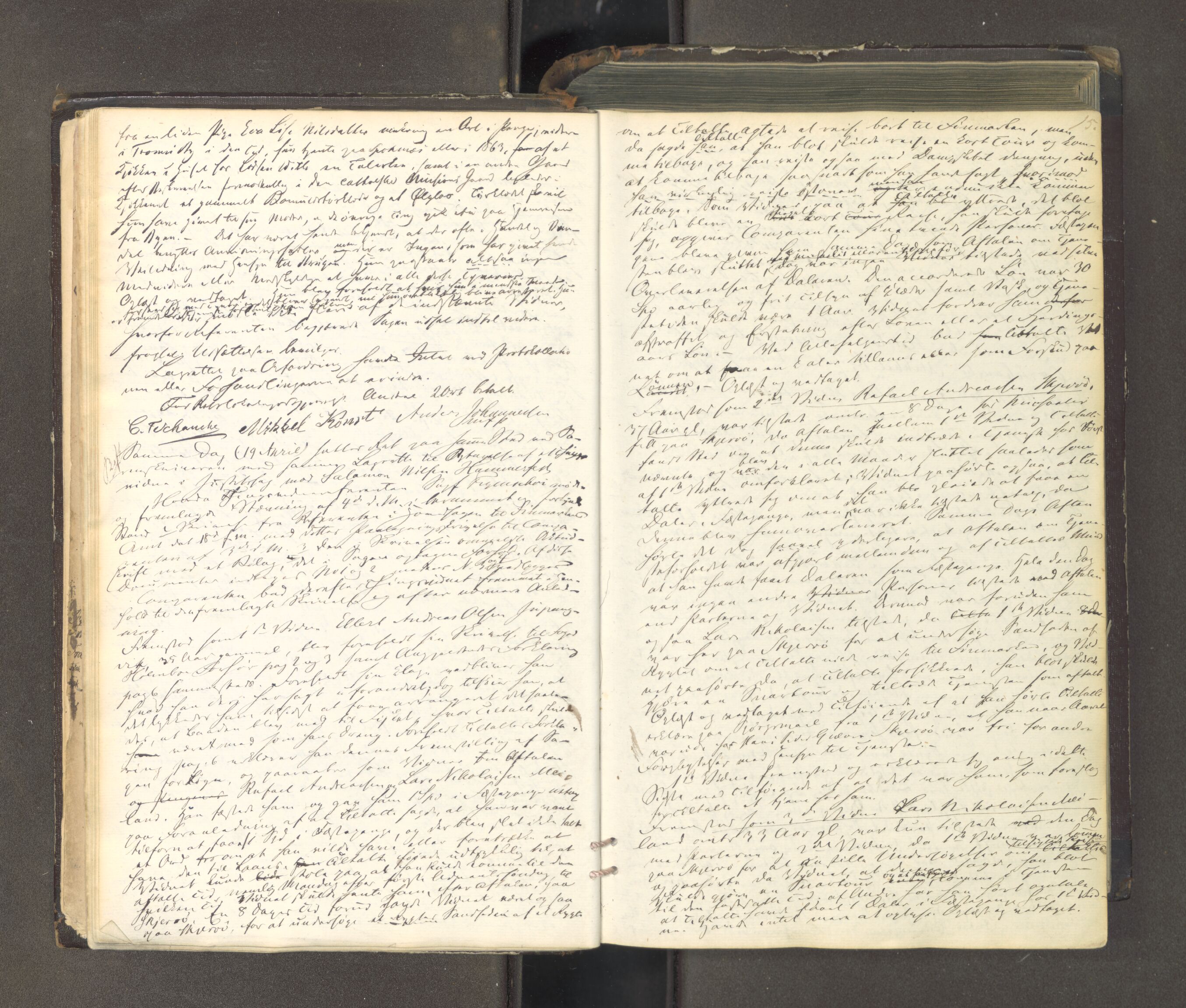 Tromsø sorenskriveri 1855-, AV/SATØ-S-0050/F/Fe/L0127: Ekstrarettsprotokoll med register, 1864-1870, s. 14b-15a