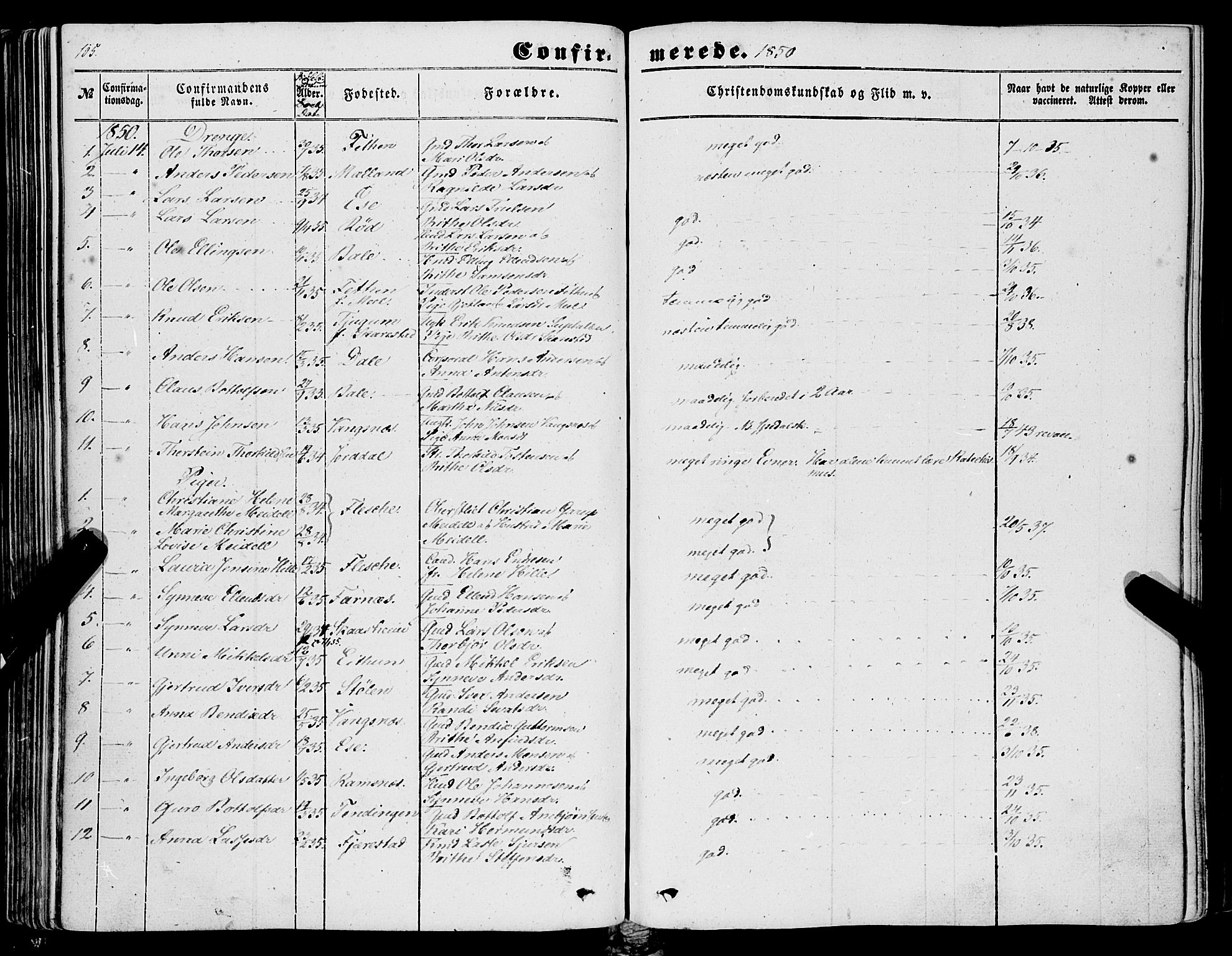 Balestrand sokneprestembete, AV/SAB-A-79601/H/Haa/Haaa/L0002: Ministerialbok nr. A 2, 1847-1866, s. 105