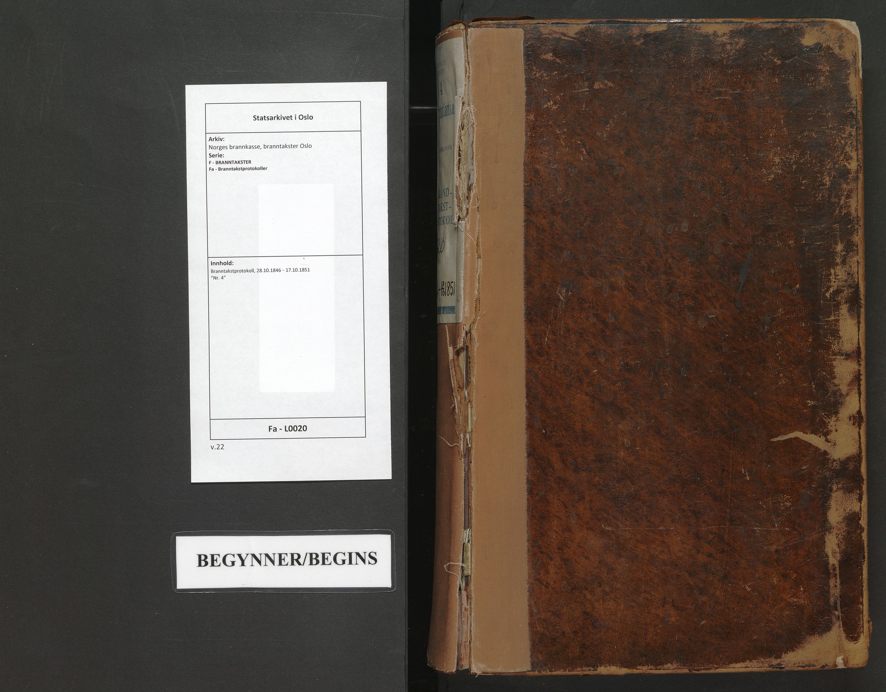 Norges brannkasse, branntakster Oslo, AV/SAO-A-11402/F/Fa/L0020: Branntakstprotokoll, 1846-1851