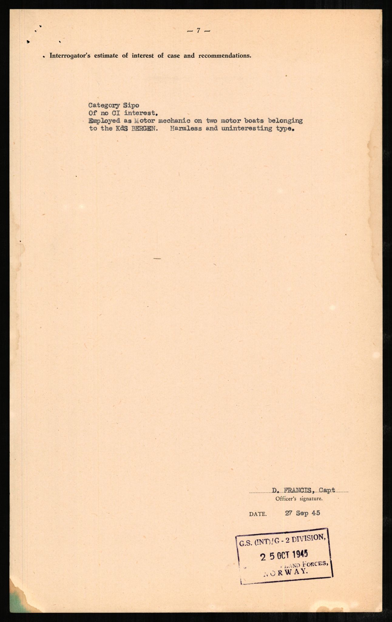 Forsvaret, Forsvarets overkommando II, AV/RA-RAFA-3915/D/Db/L0001: CI Questionaires. Tyske okkupasjonsstyrker i Norge. Tyskere., 1945-1946, s. 273