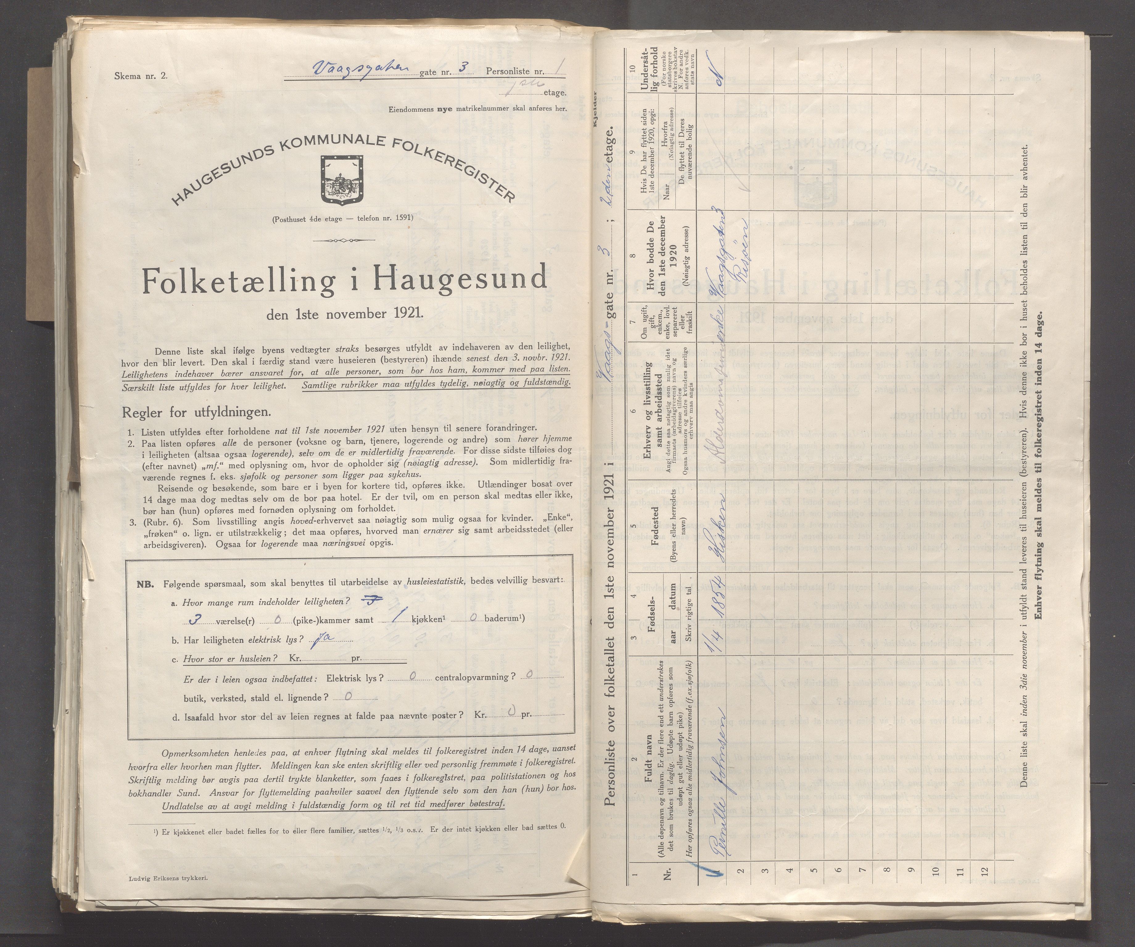 IKAR, Kommunal folketelling 1.11.1921 for Haugesund, 1921, s. 7447