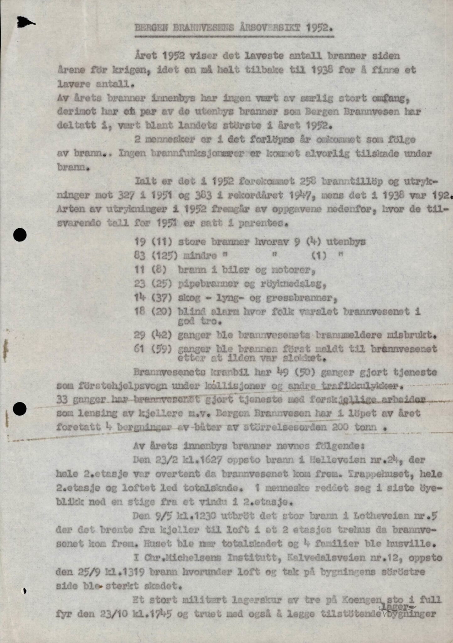 Bergen kommune. Brannvesenet (1863-1971), BBA/A-1181/X/Xa/L0026: Årsberetning, 1931-1974, s. 79