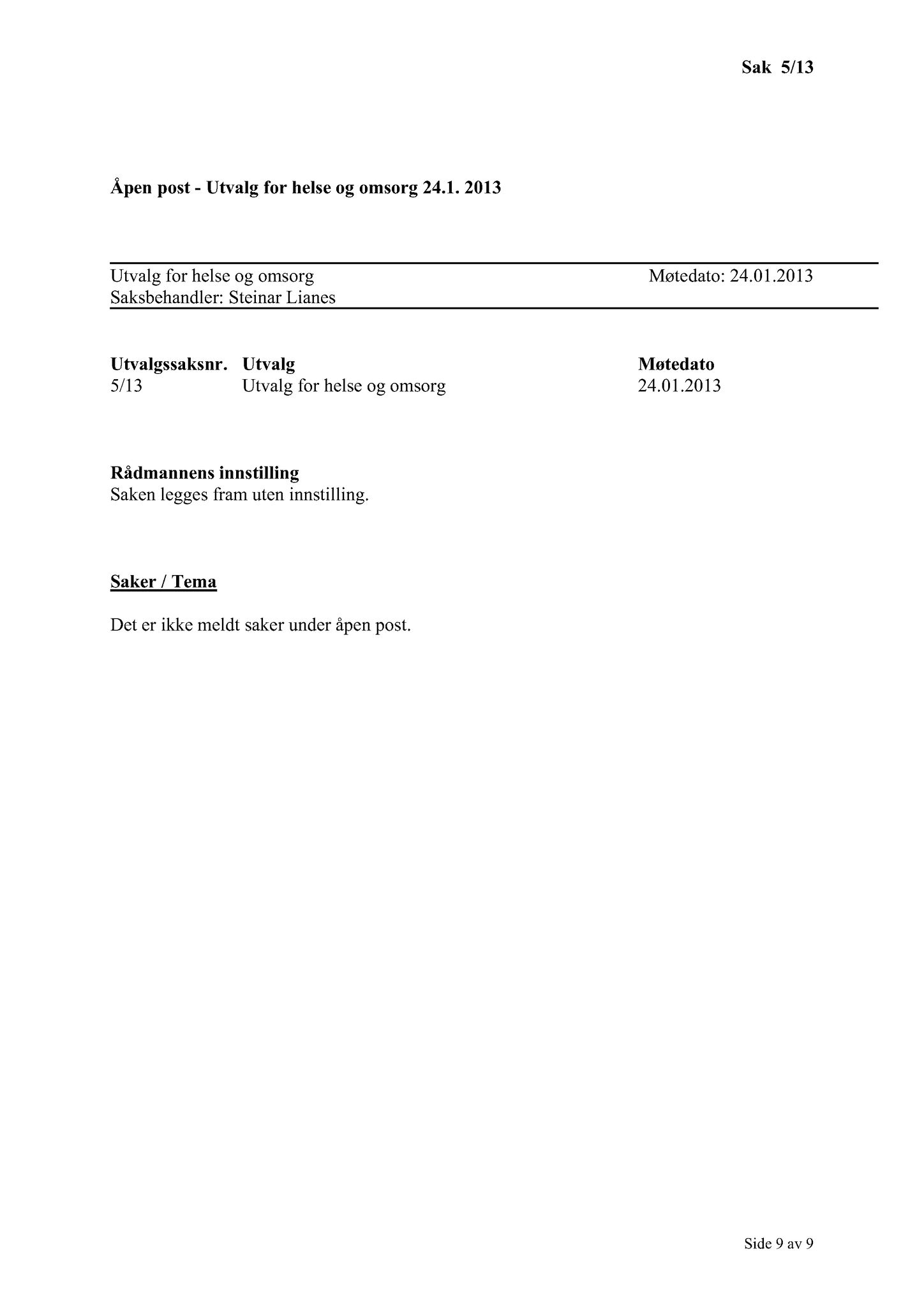 Klæbu Kommune, TRKO/KK/05-UOm/L004: Utvalg for omsorg - Møtedokumenter, 2013, s. 10