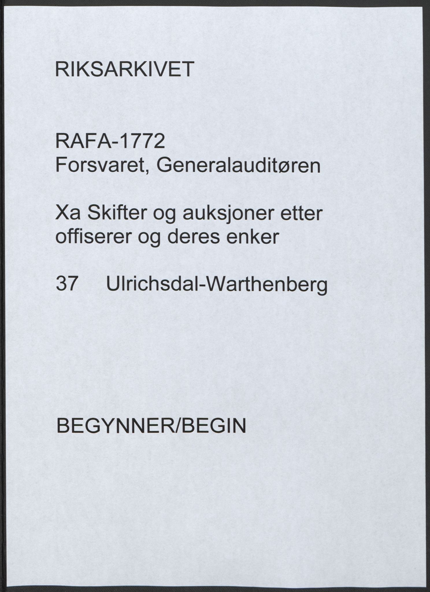 Forsvaret, Generalauditøren, RA/RAFA-1772/F/Fj/Fja/L0037: --, 1737-1820, s. 1