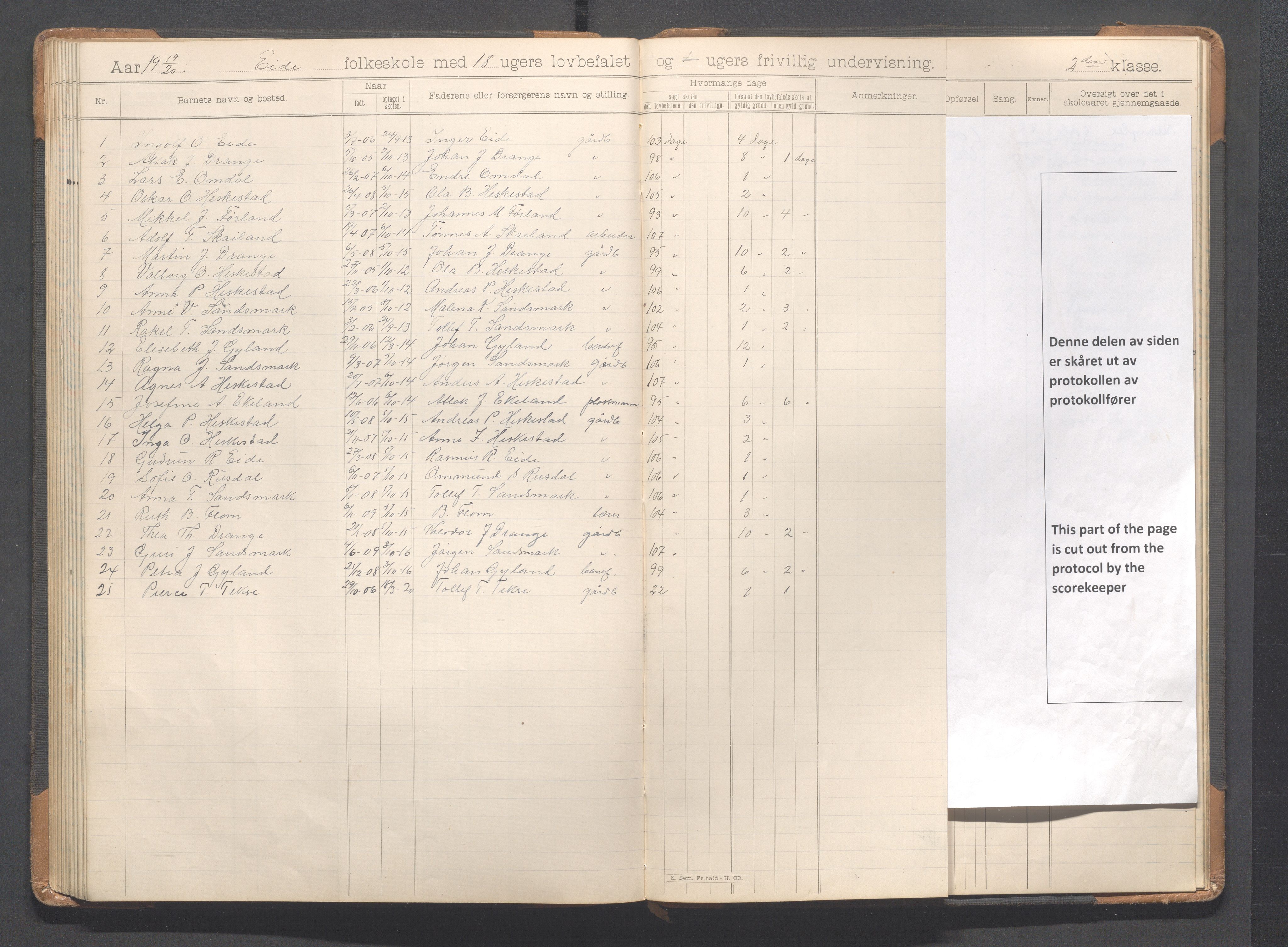 Heskestad kommune - Eide skole, IKAR/K-101744/H/L0001: Skoleprotokoll, 1898-1922, s. 87