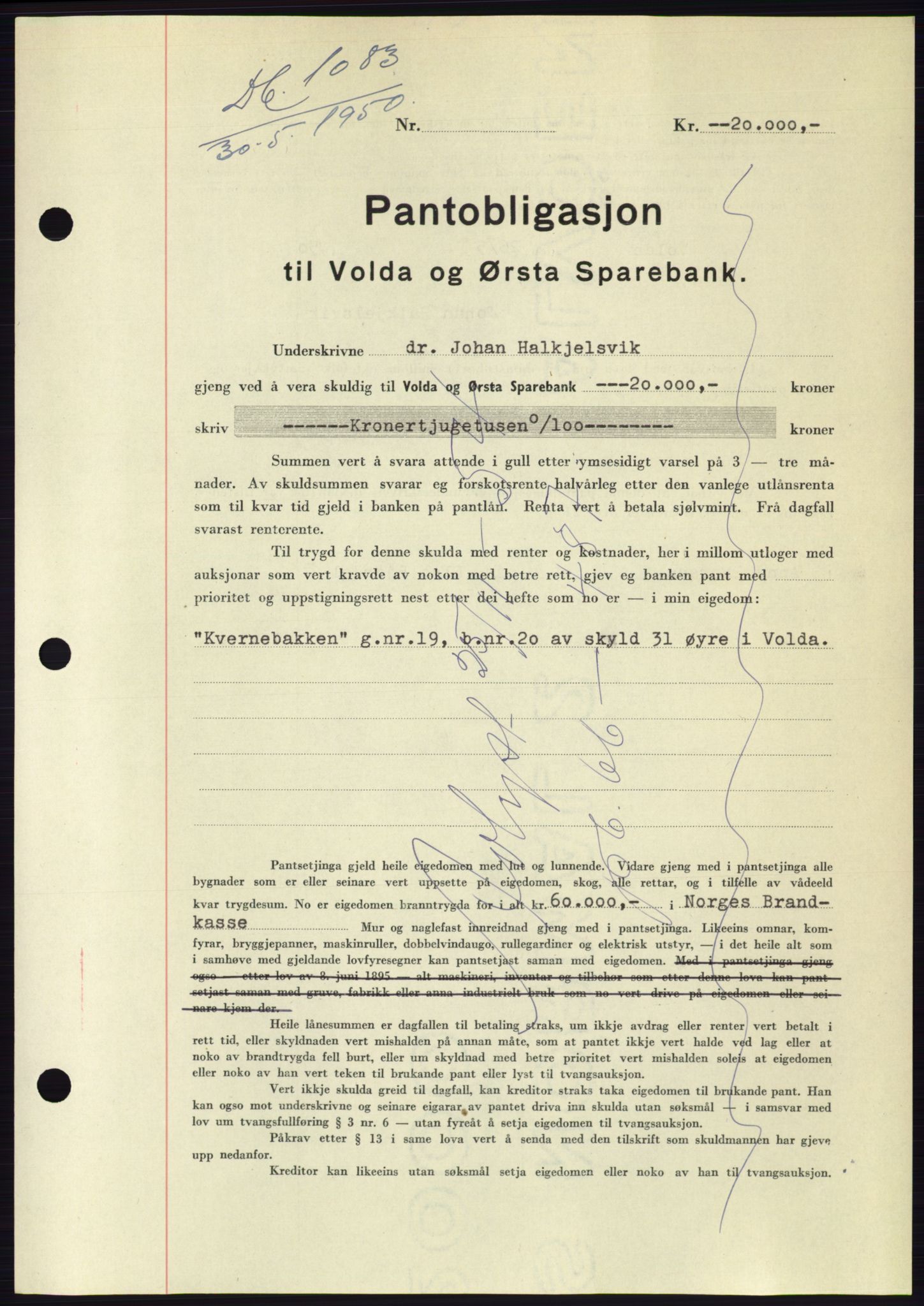 Søre Sunnmøre sorenskriveri, SAT/A-4122/1/2/2C/L0118: Pantebok nr. 6B, 1949-1950, Dagboknr: 1083/1950