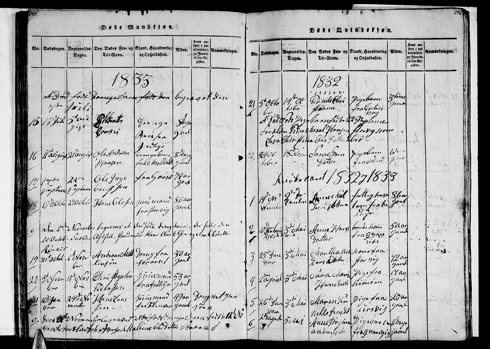 Ministerialprotokoller, klokkerbøker og fødselsregistre - Nordland, AV/SAT-A-1459/805/L0105: Klokkerbok nr. 805C01, 1820-1839, s. 245-246