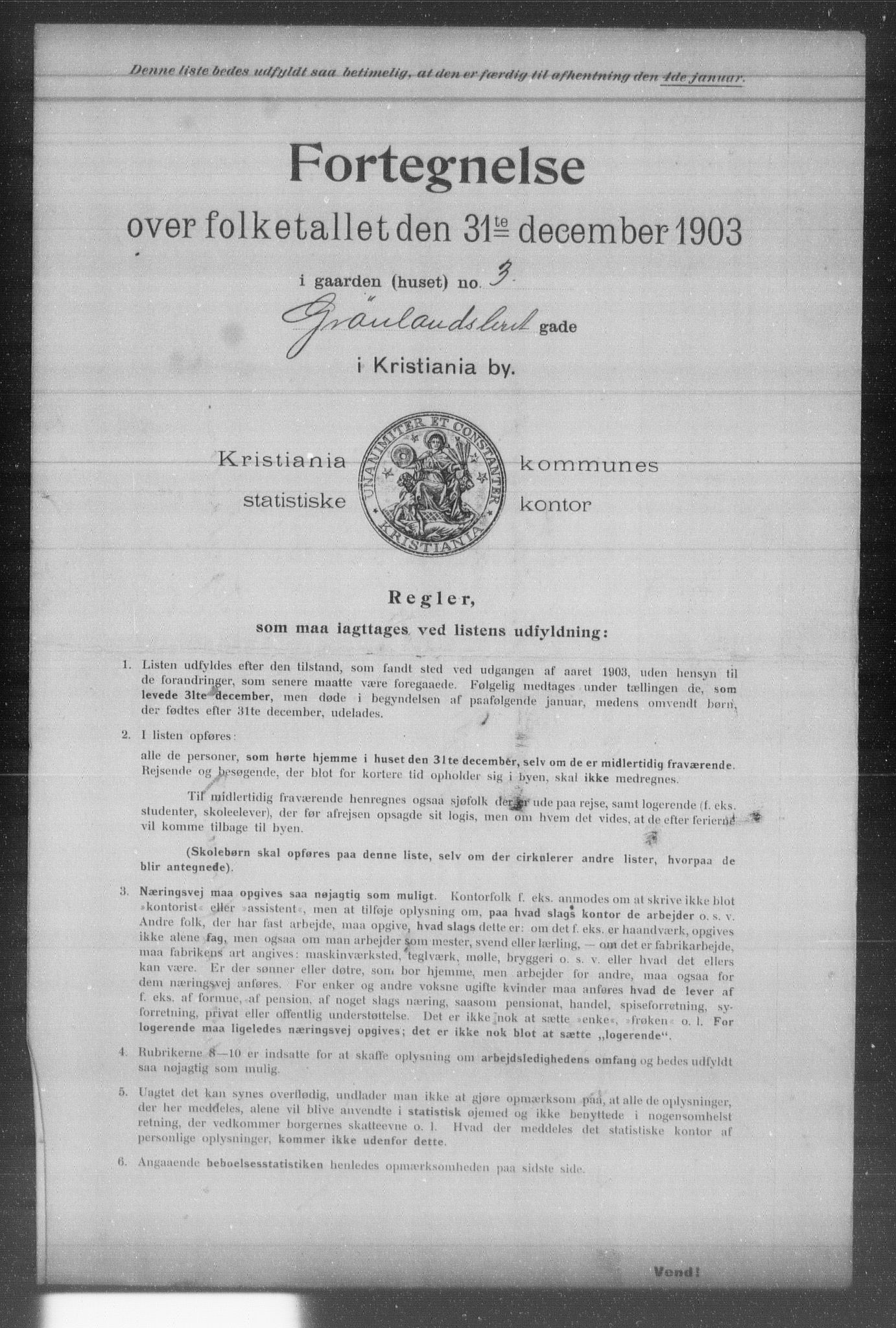 OBA, Kommunal folketelling 31.12.1903 for Kristiania kjøpstad, 1903, s. 6443