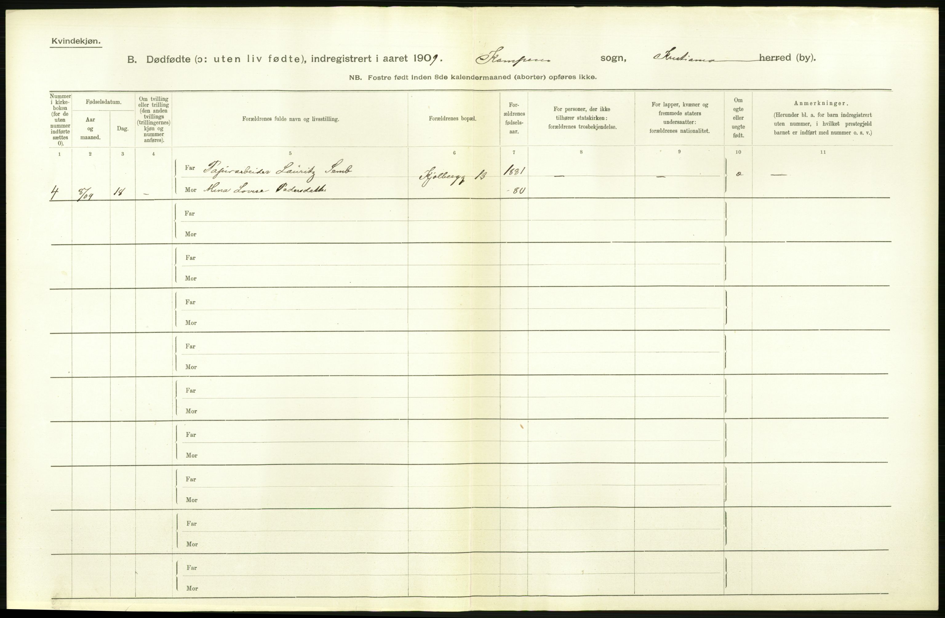 Statistisk sentralbyrå, Sosiodemografiske emner, Befolkning, AV/RA-S-2228/D/Df/Dfa/Dfag/L0010: Kristiania: Døde, dødfødte., 1909, s. 448