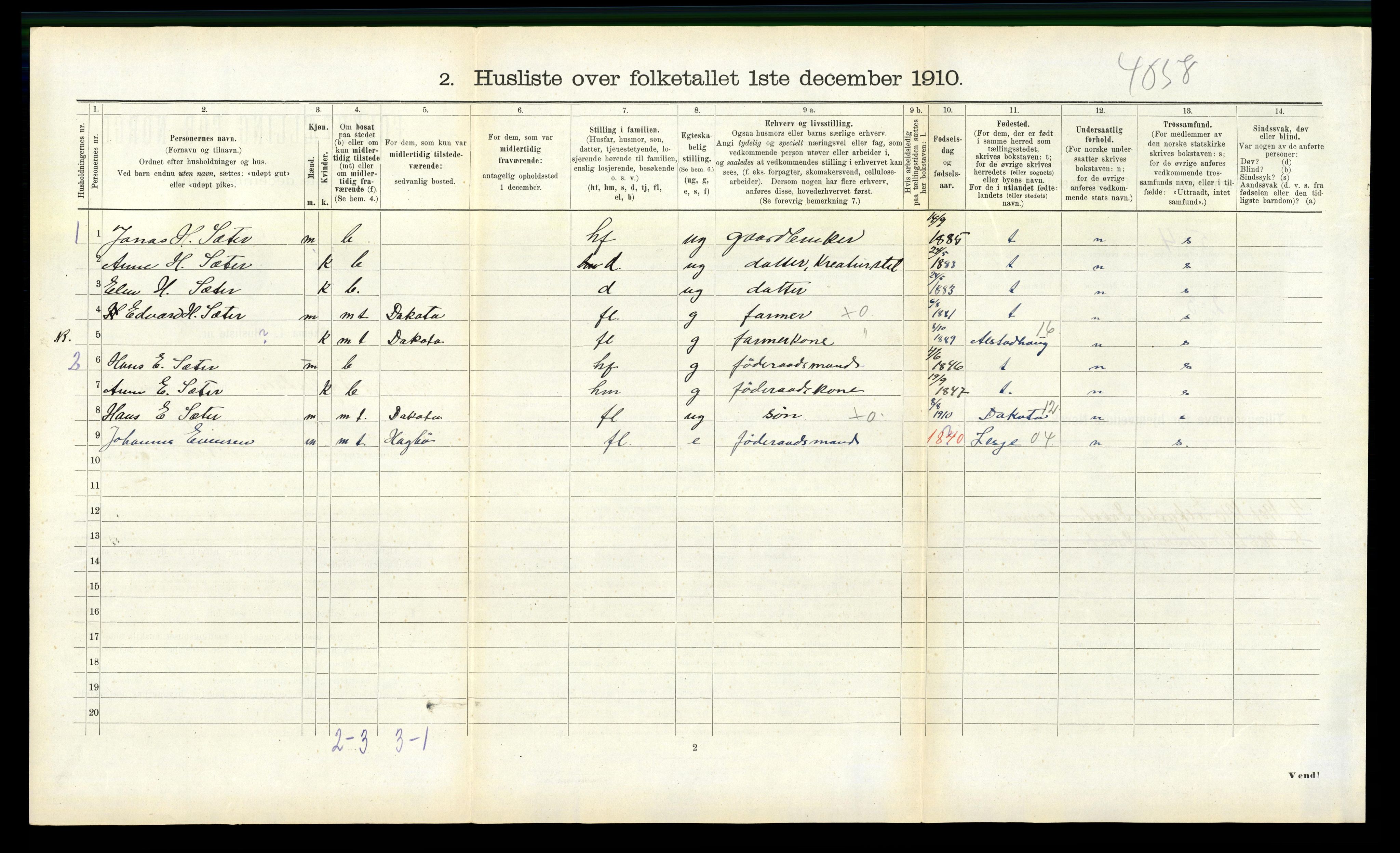 RA, Folketelling 1910 for 1542 Eresfjord og Vistdal herred, 1910, s. 268