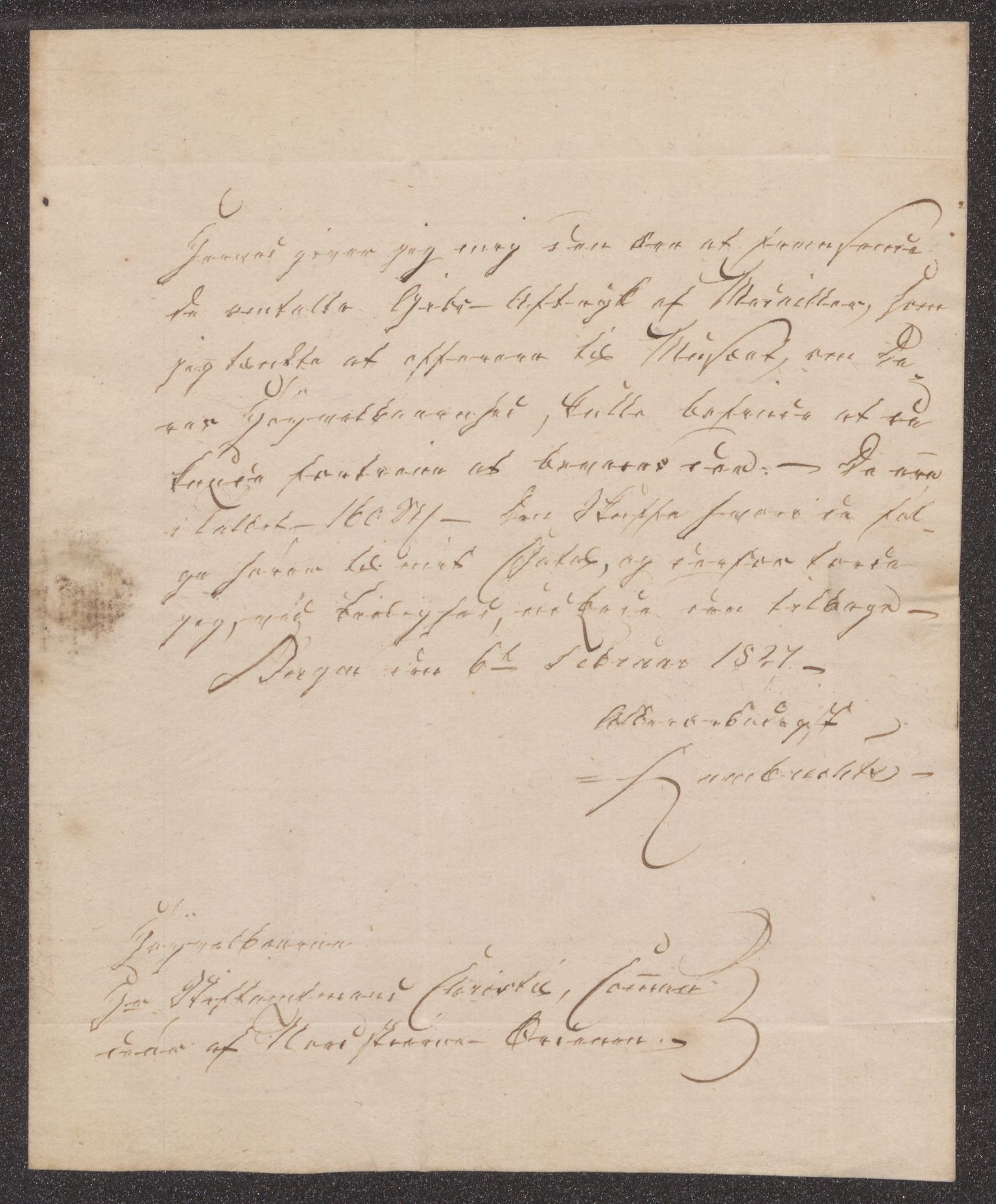 Bergens Museum, UMB/A007/D/Da/L0002/0001: Innkommende brev 1827 / Innkommende brev 1827, 1827