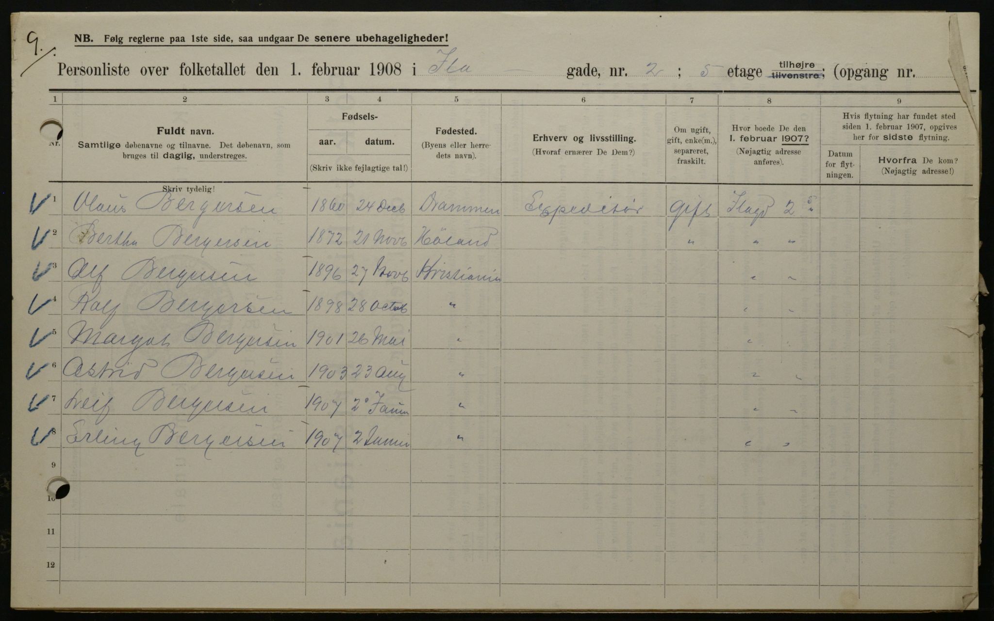 OBA, Kommunal folketelling 1.2.1908 for Kristiania kjøpstad, 1908, s. 38796