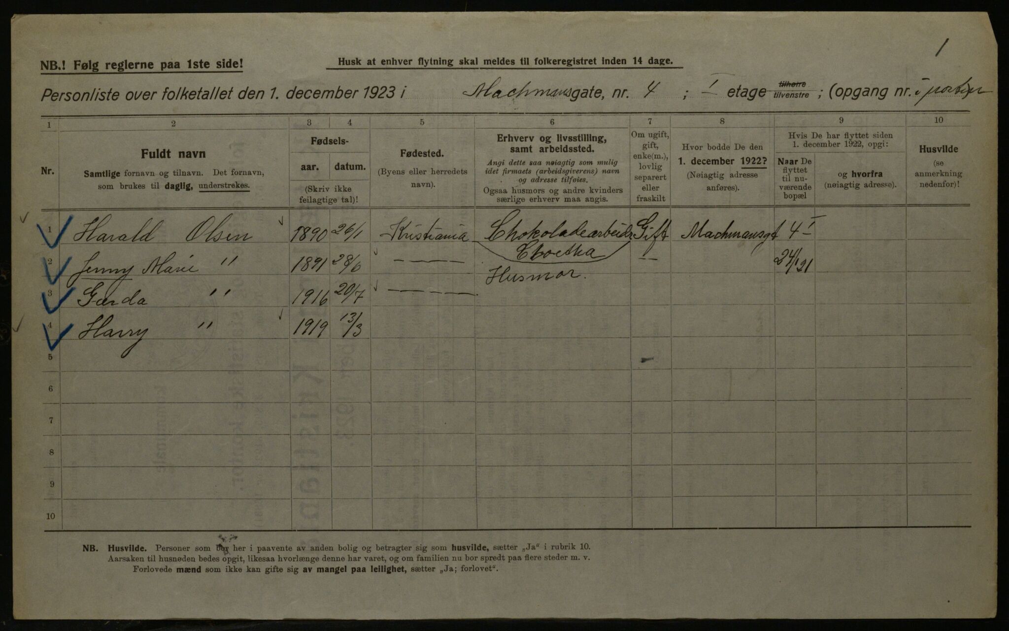 OBA, Kommunal folketelling 1.12.1923 for Kristiania, 1923, s. 71746