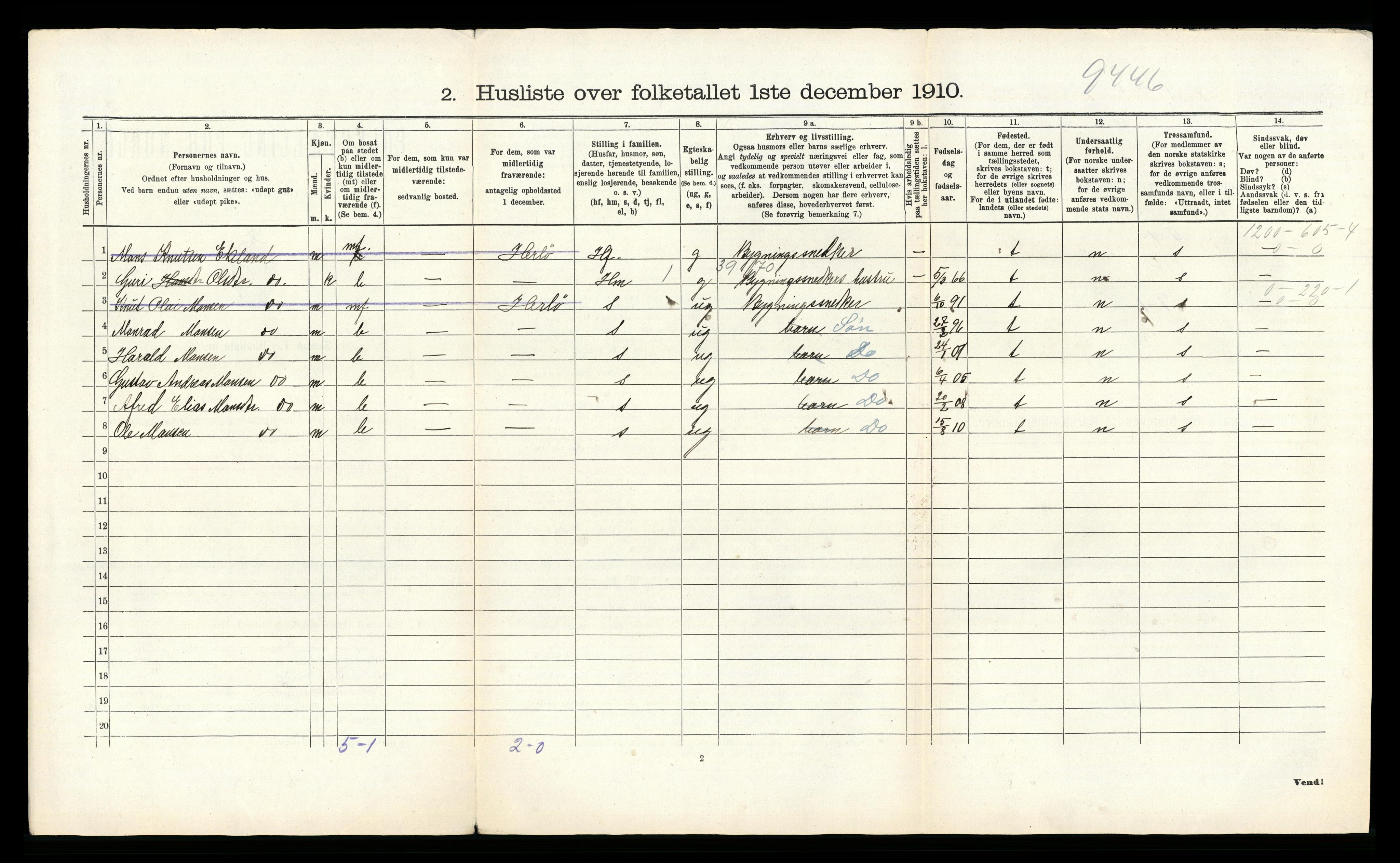 RA, Folketelling 1910 for 1258 Herdla herred, 1910, s. 55