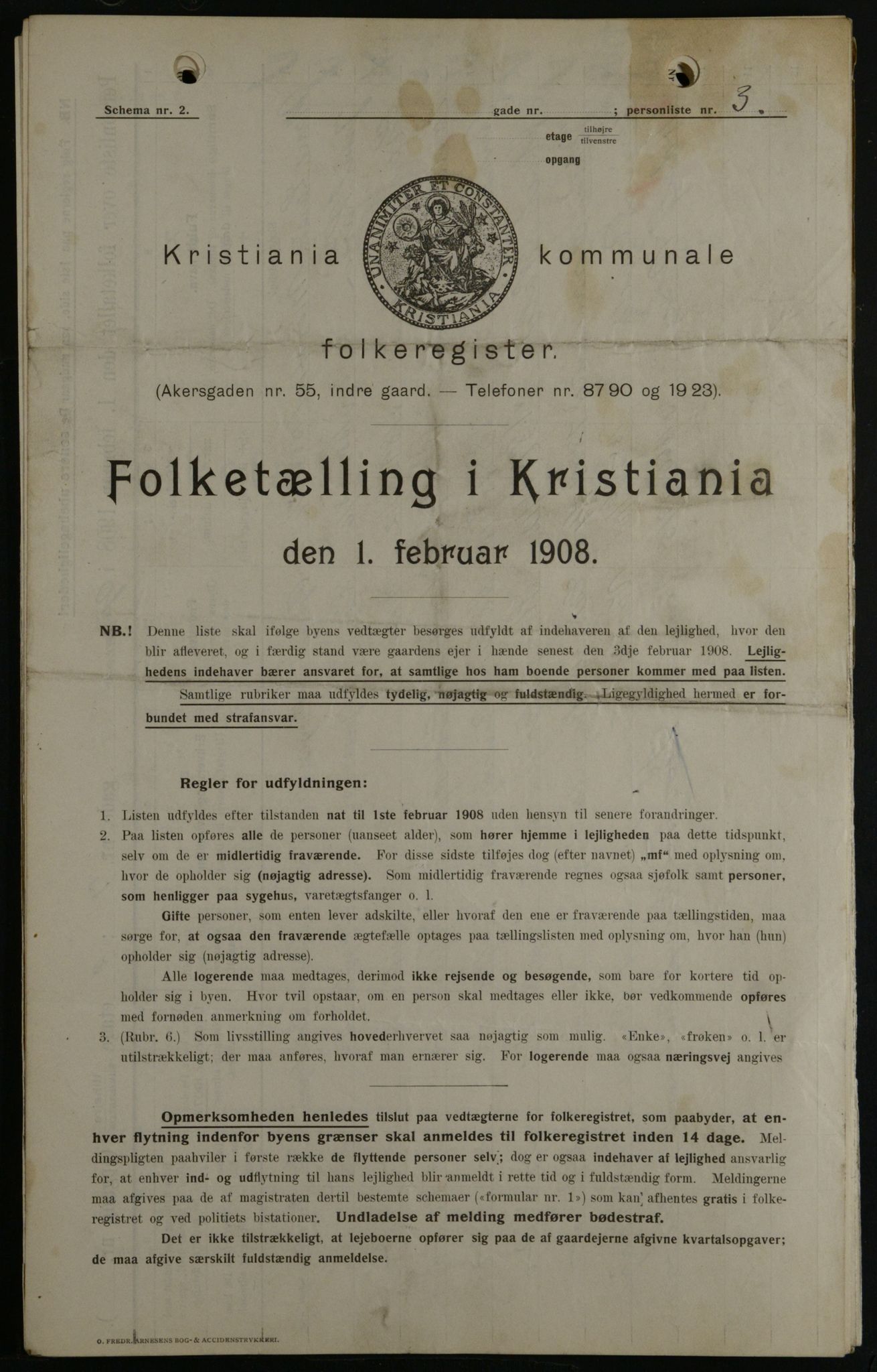 OBA, Kommunal folketelling 1.2.1908 for Kristiania kjøpstad, 1908, s. 5143