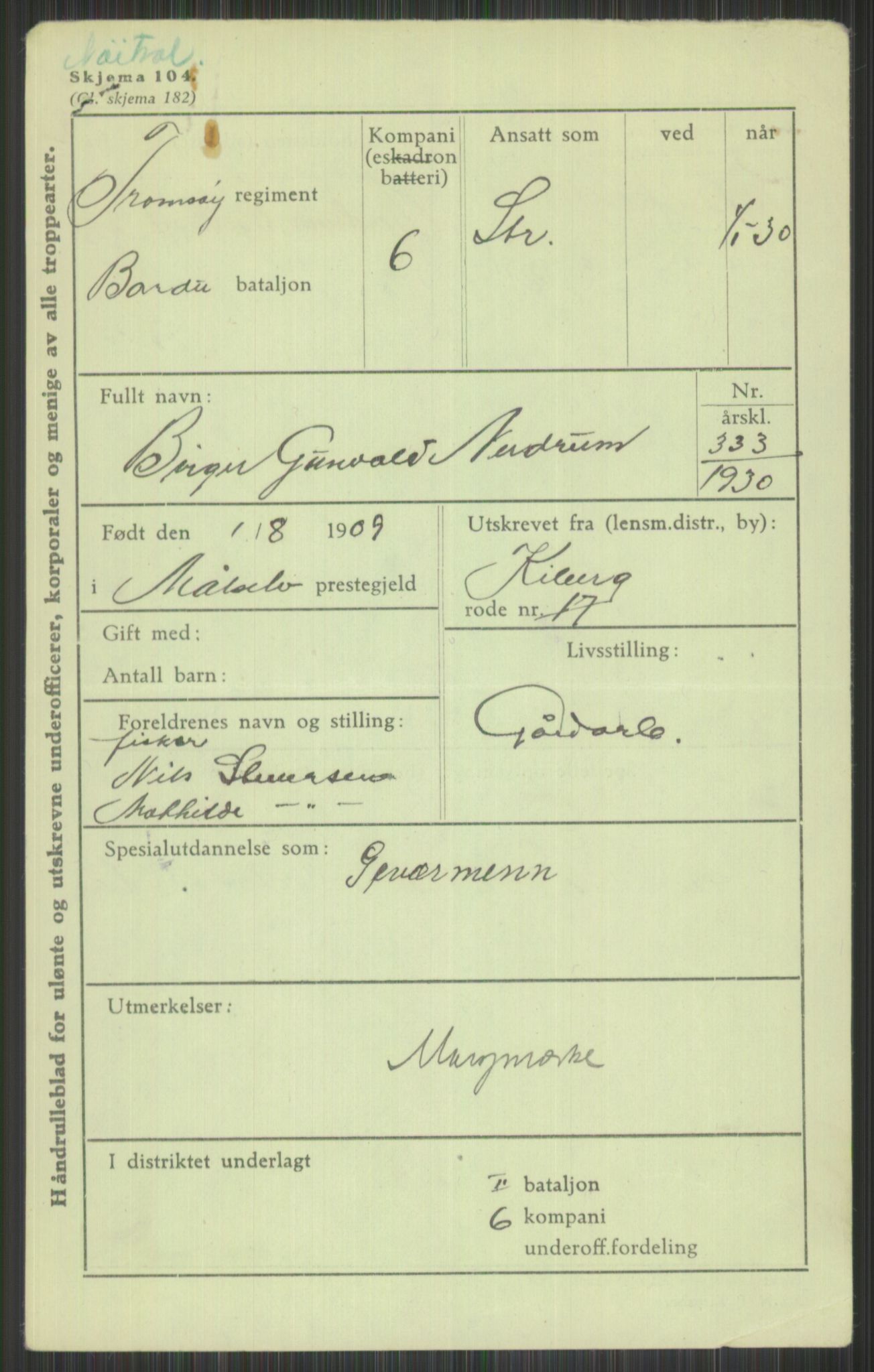 Forsvaret, Troms infanteriregiment nr. 16, AV/RA-RAFA-3146/P/Pa/L0014: Rulleblad for regimentets menige mannskaper, årsklasse 1930, 1930, s. 679