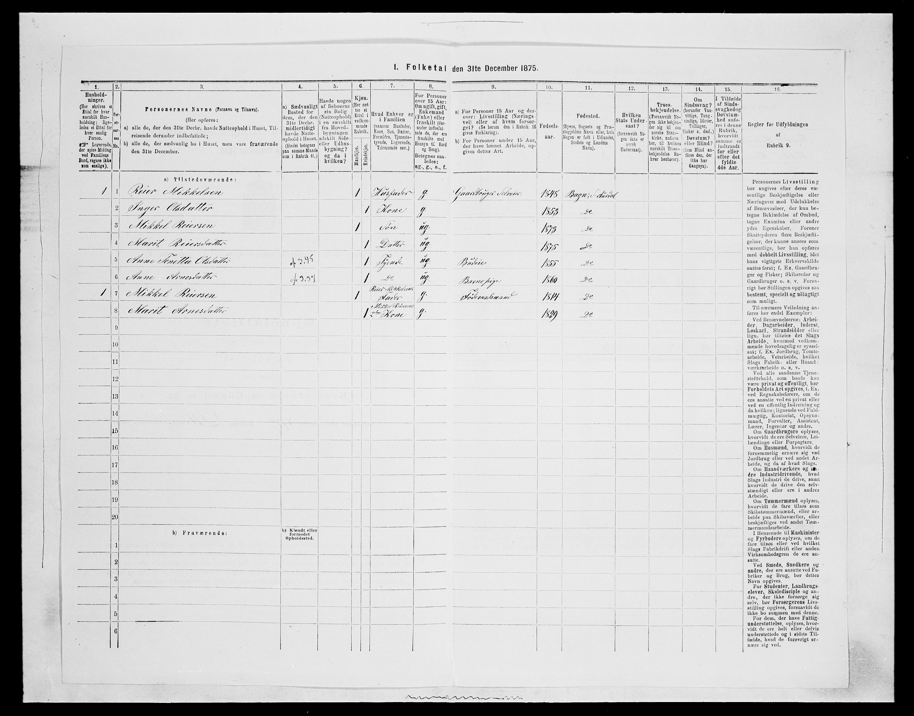 SAH, Folketelling 1875 for 0540P Sør-Aurdal prestegjeld, 1875, s. 756