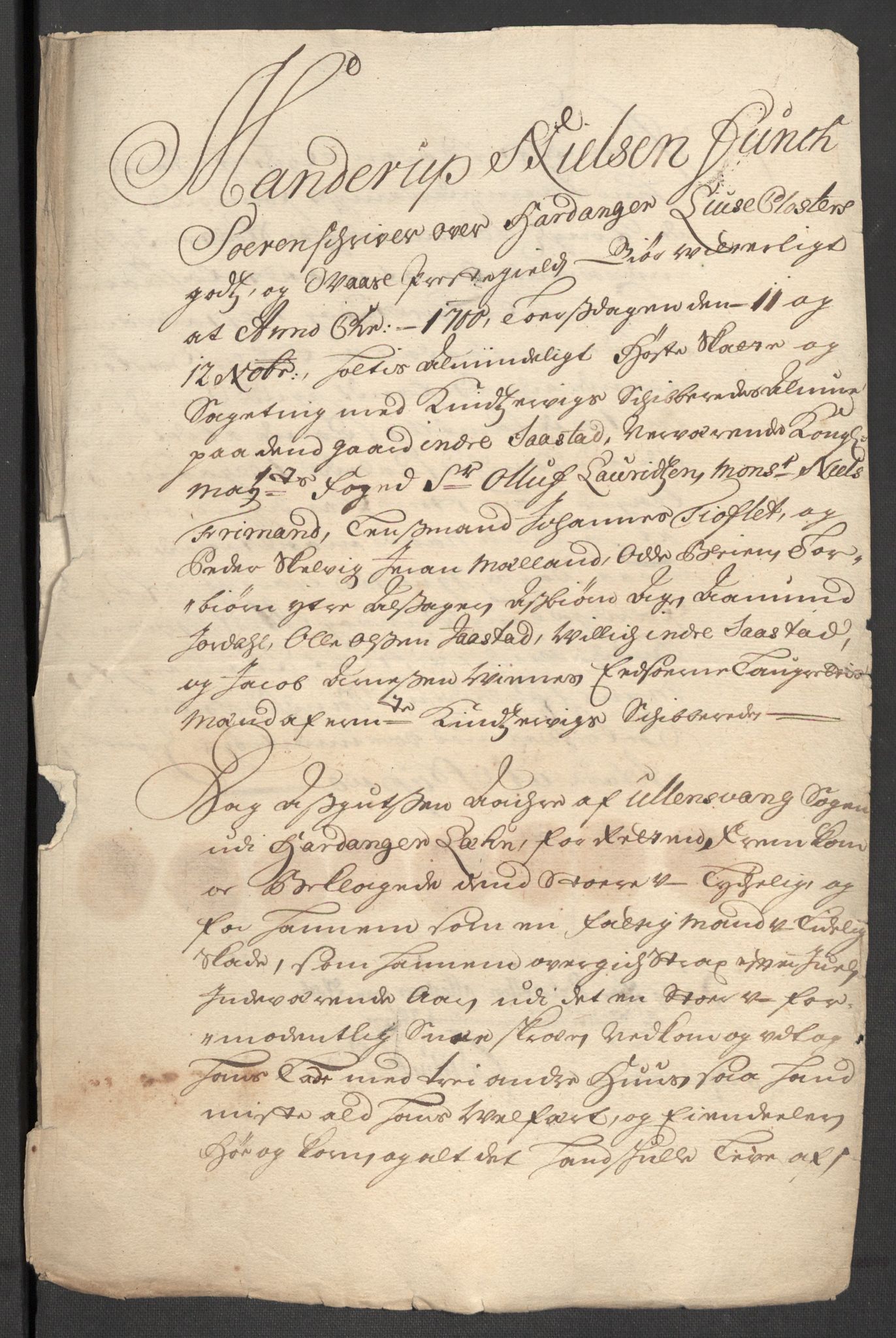 Rentekammeret inntil 1814, Reviderte regnskaper, Fogderegnskap, RA/EA-4092/R48/L2979: Fogderegnskap Sunnhordland og Hardanger, 1700-1701, s. 271