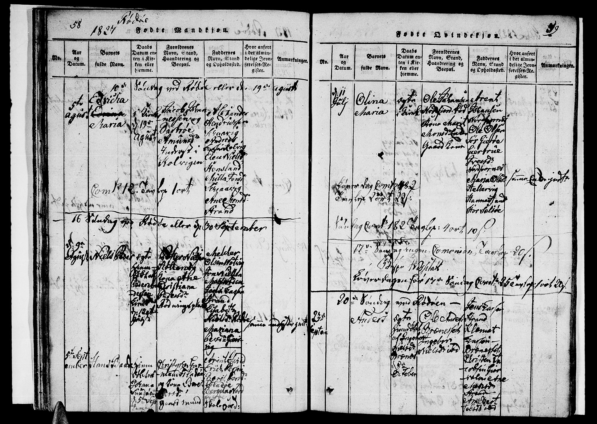 Ministerialprotokoller, klokkerbøker og fødselsregistre - Nordland, AV/SAT-A-1459/841/L0616: Klokkerbok nr. 841C01 /1, 1820-1832, s. 58-59