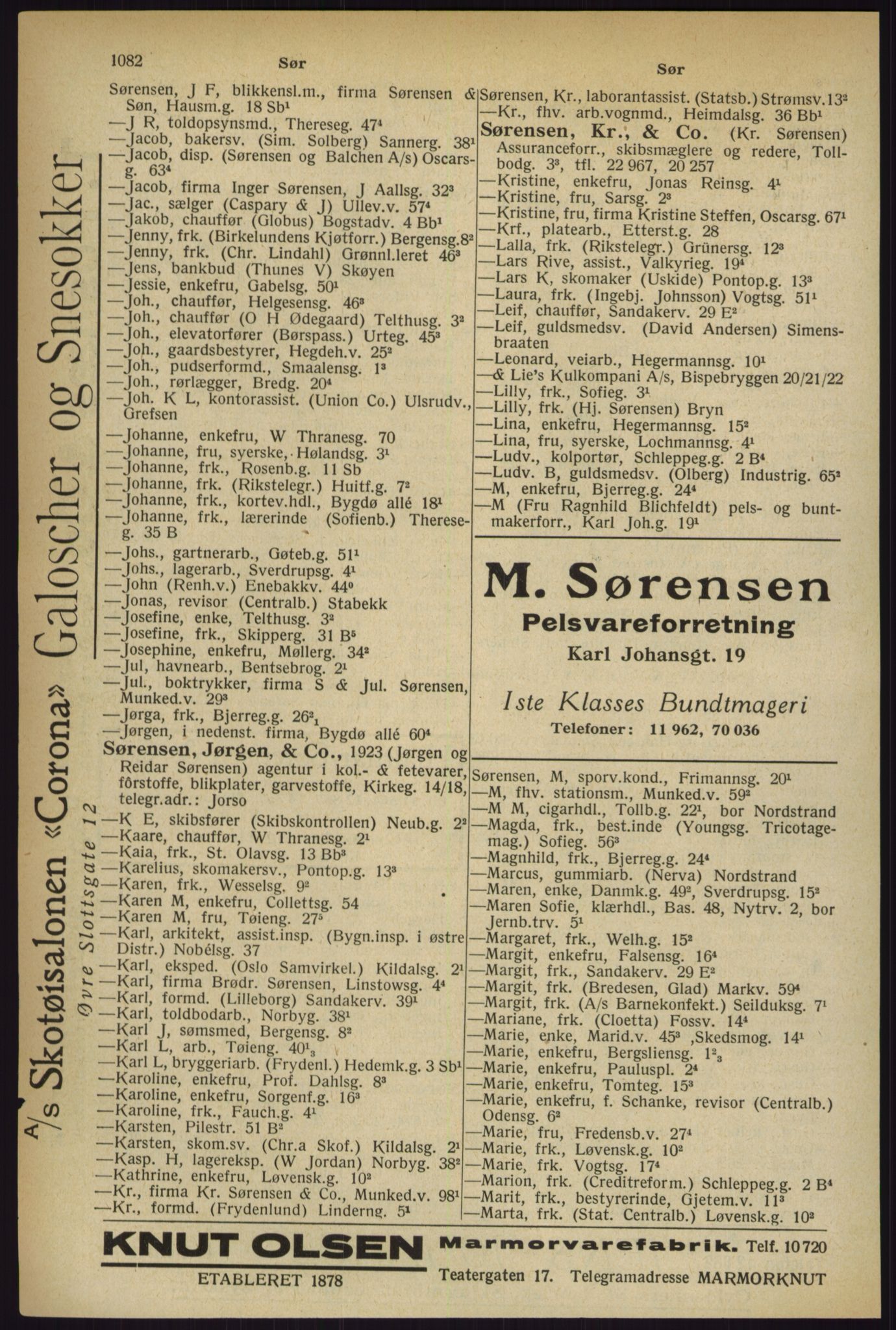 Kristiania/Oslo adressebok, PUBL/-, 1927, s. 1082