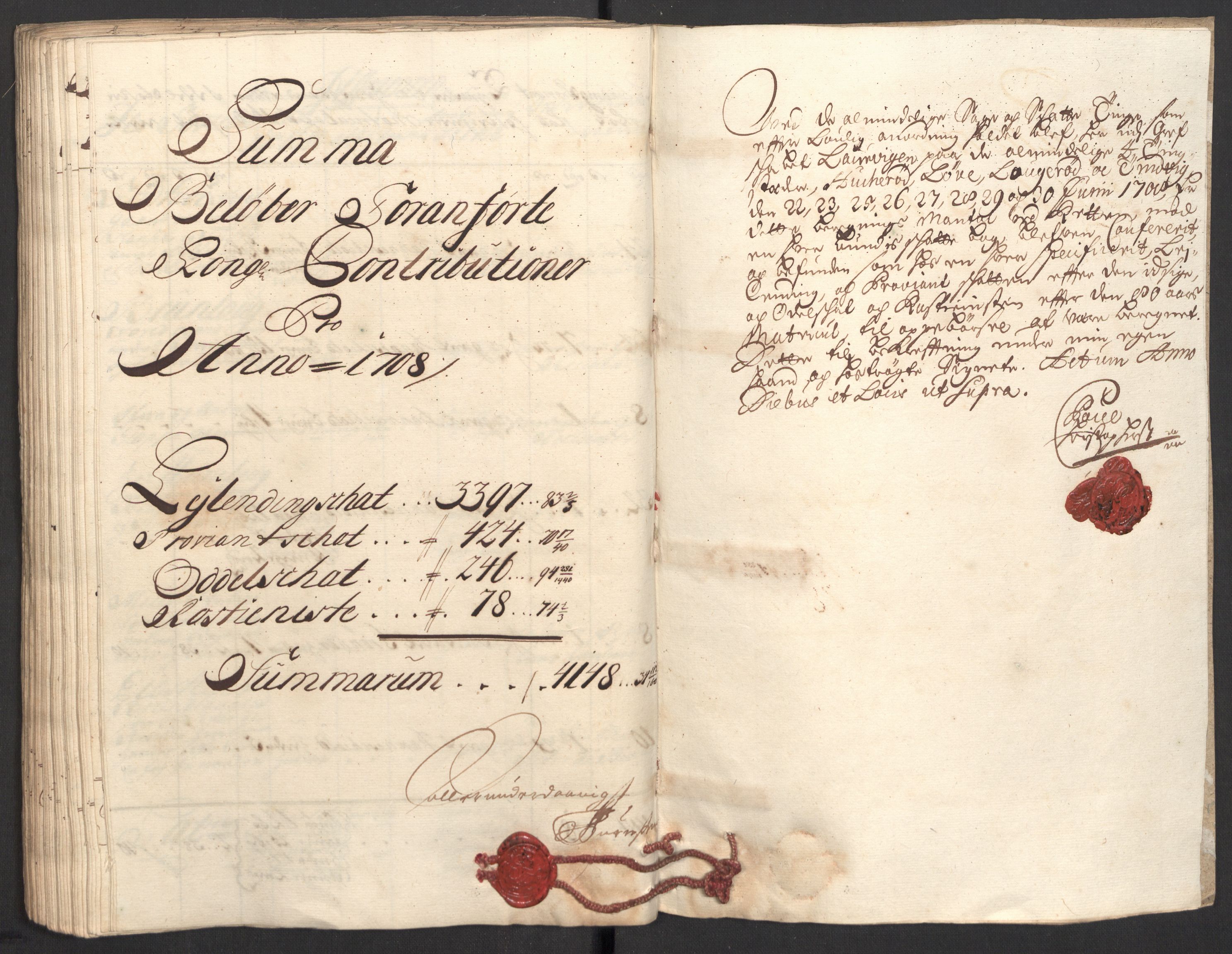 Rentekammeret inntil 1814, Reviderte regnskaper, Fogderegnskap, AV/RA-EA-4092/R33/L1980: Fogderegnskap Larvik grevskap, 1707-1708, s. 323