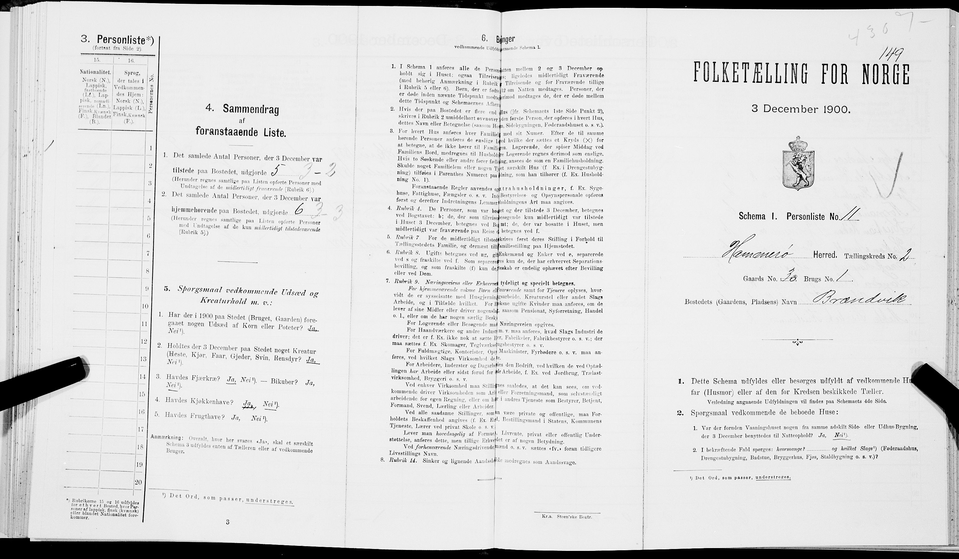 SAT, Folketelling 1900 for 1849 Hamarøy herred, 1900, s. 166
