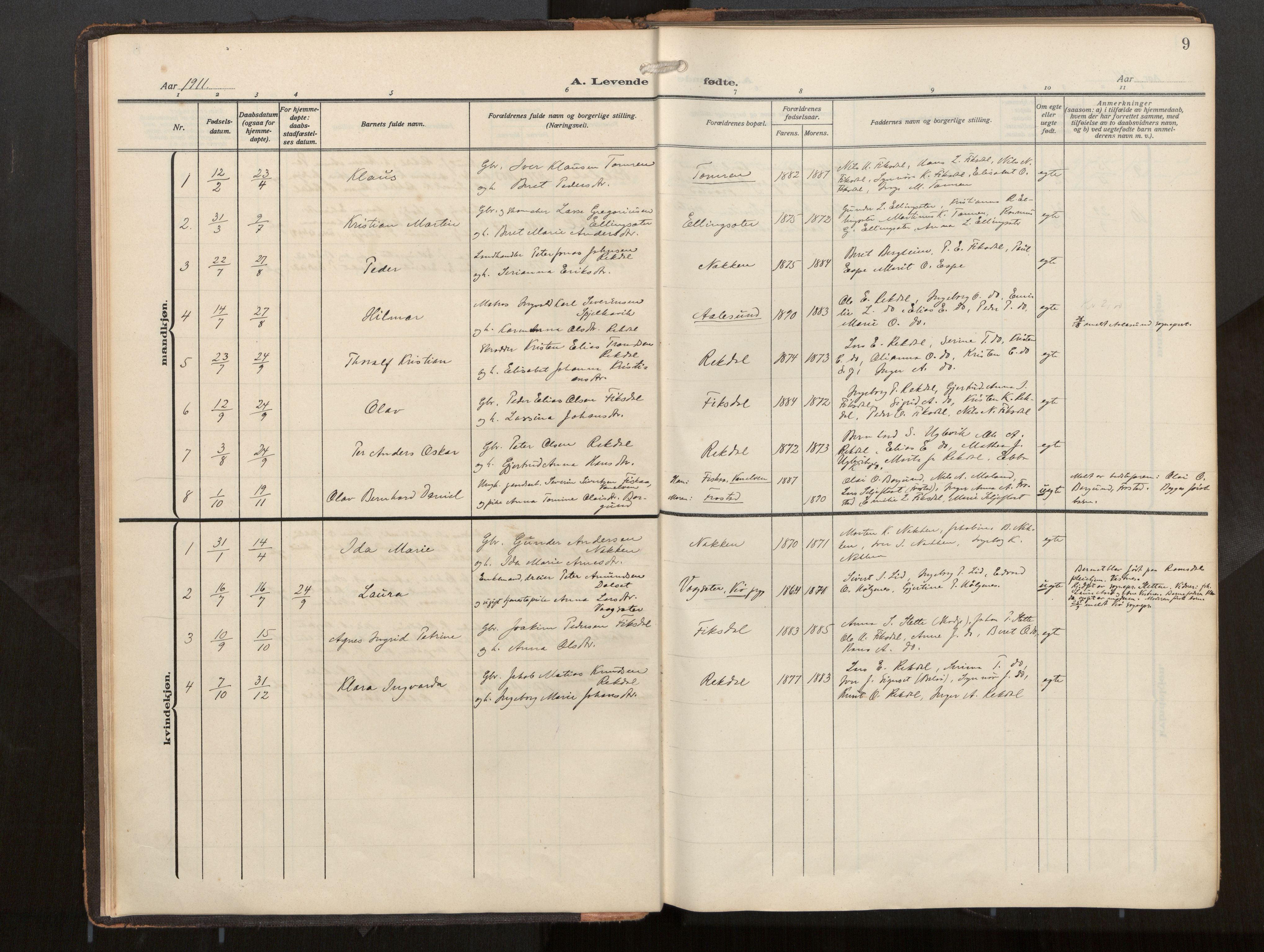 Ministerialprotokoller, klokkerbøker og fødselsregistre - Møre og Romsdal, SAT/A-1454/540/L0540b: Ministerialbok nr. 540A03, 1909-1932, s. 9