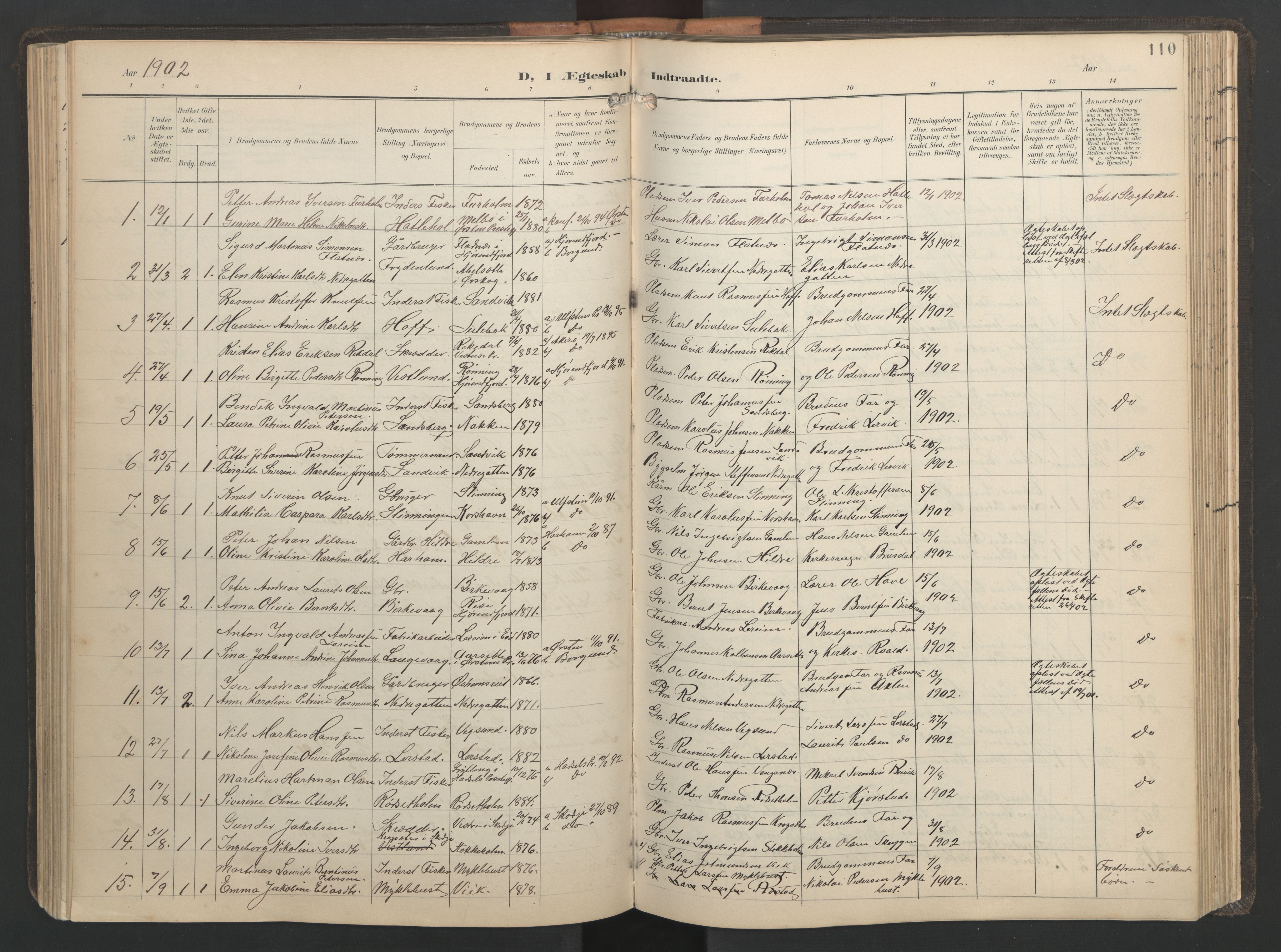 Ministerialprotokoller, klokkerbøker og fødselsregistre - Møre og Romsdal, SAT/A-1454/528/L0433: Klokkerbok nr. 528C14, 1899-1922, s. 110