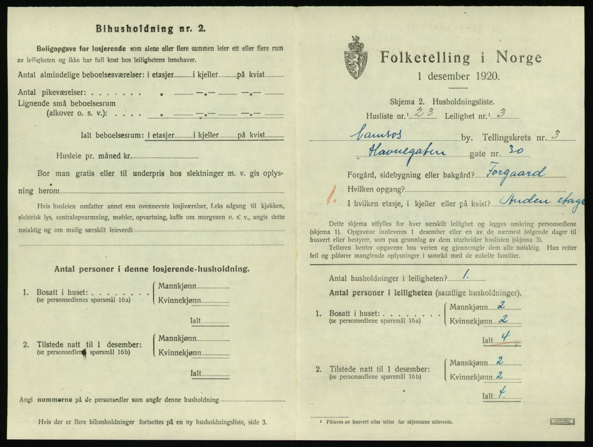 SAT, Folketelling 1920 for 1703 Namsos ladested, 1920, s. 1205