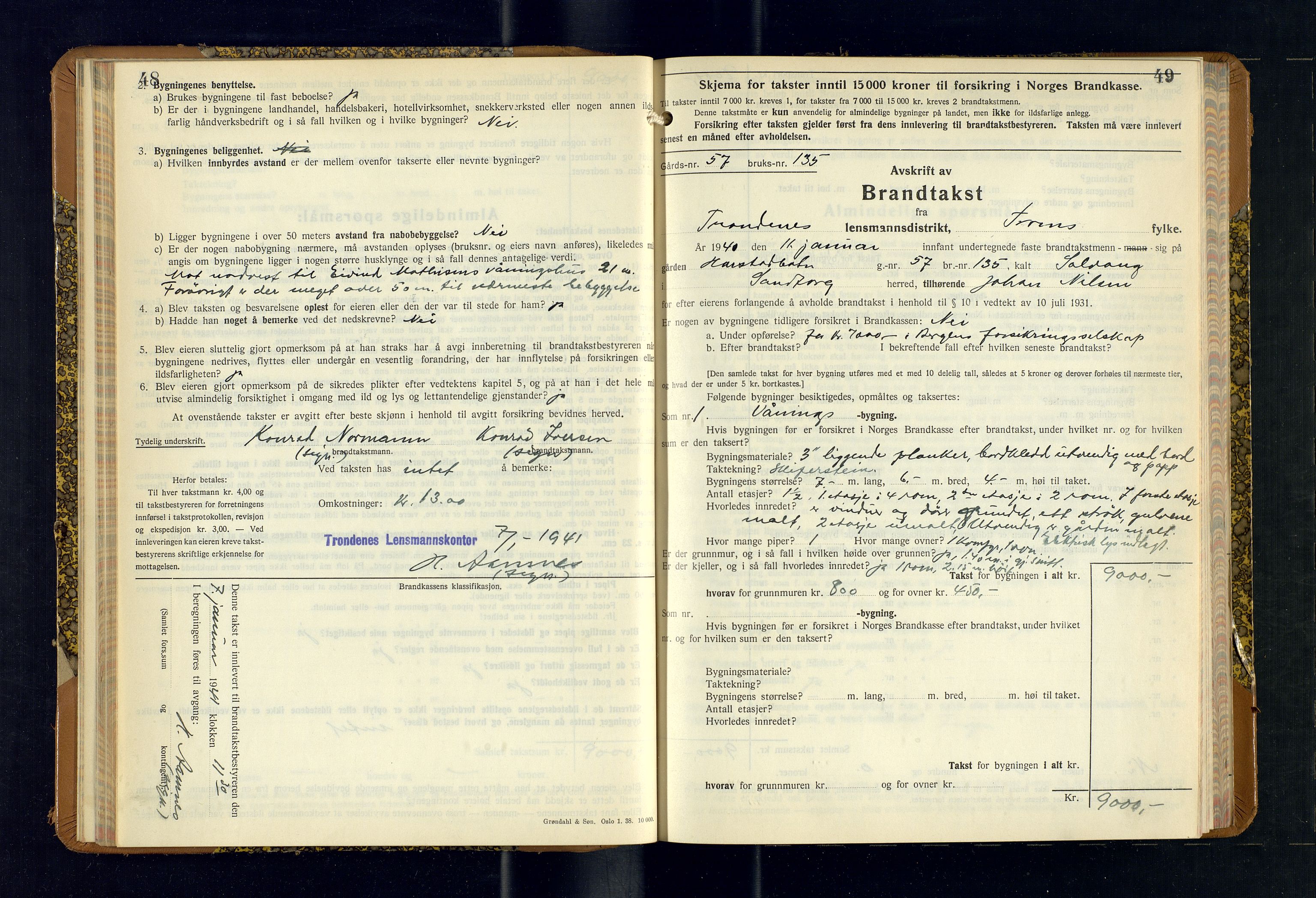 Harstad lensmannskontor, AV/SATØ-SATØ-10/F/Fr/Fra/L0622: Branntakstprotokoll (S), 1940-1945, s. 48-49