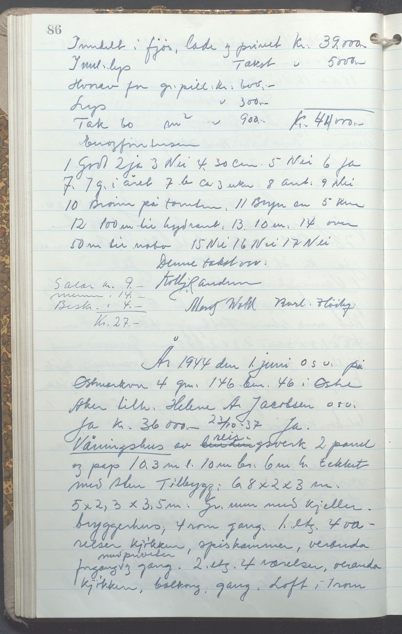 Lensmennene i Aker, OBA/A-10133/F/Fc/L0036: Branntakstprotokoll, 1944-1946, s. 86