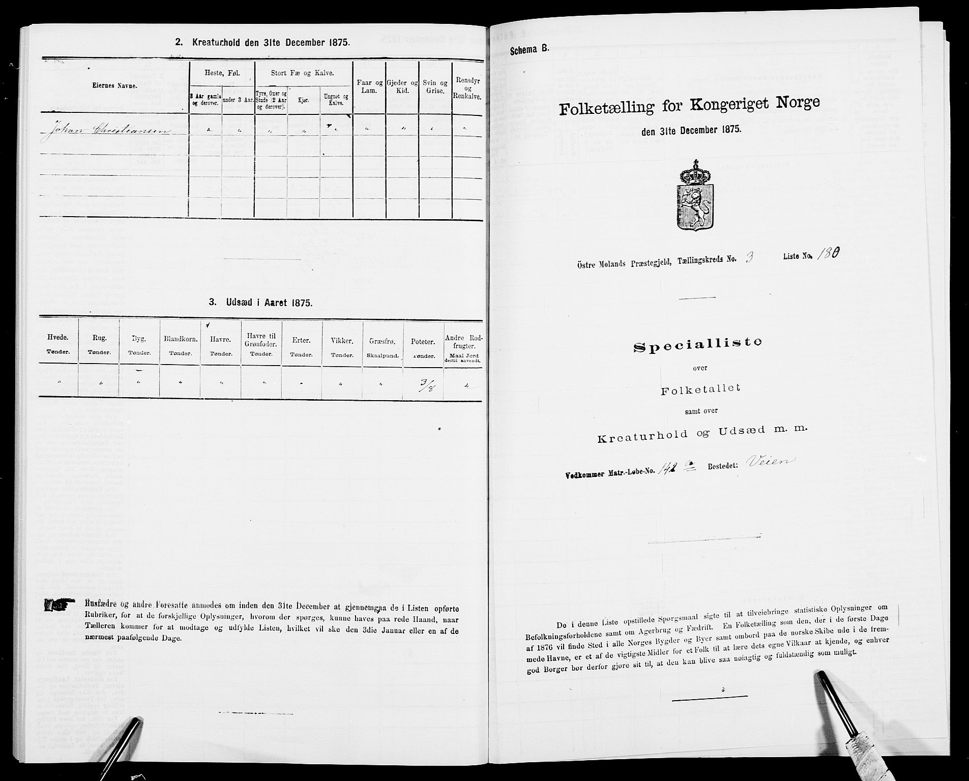 SAK, Folketelling 1875 for 0918P Austre Moland prestegjeld, 1875, s. 1530