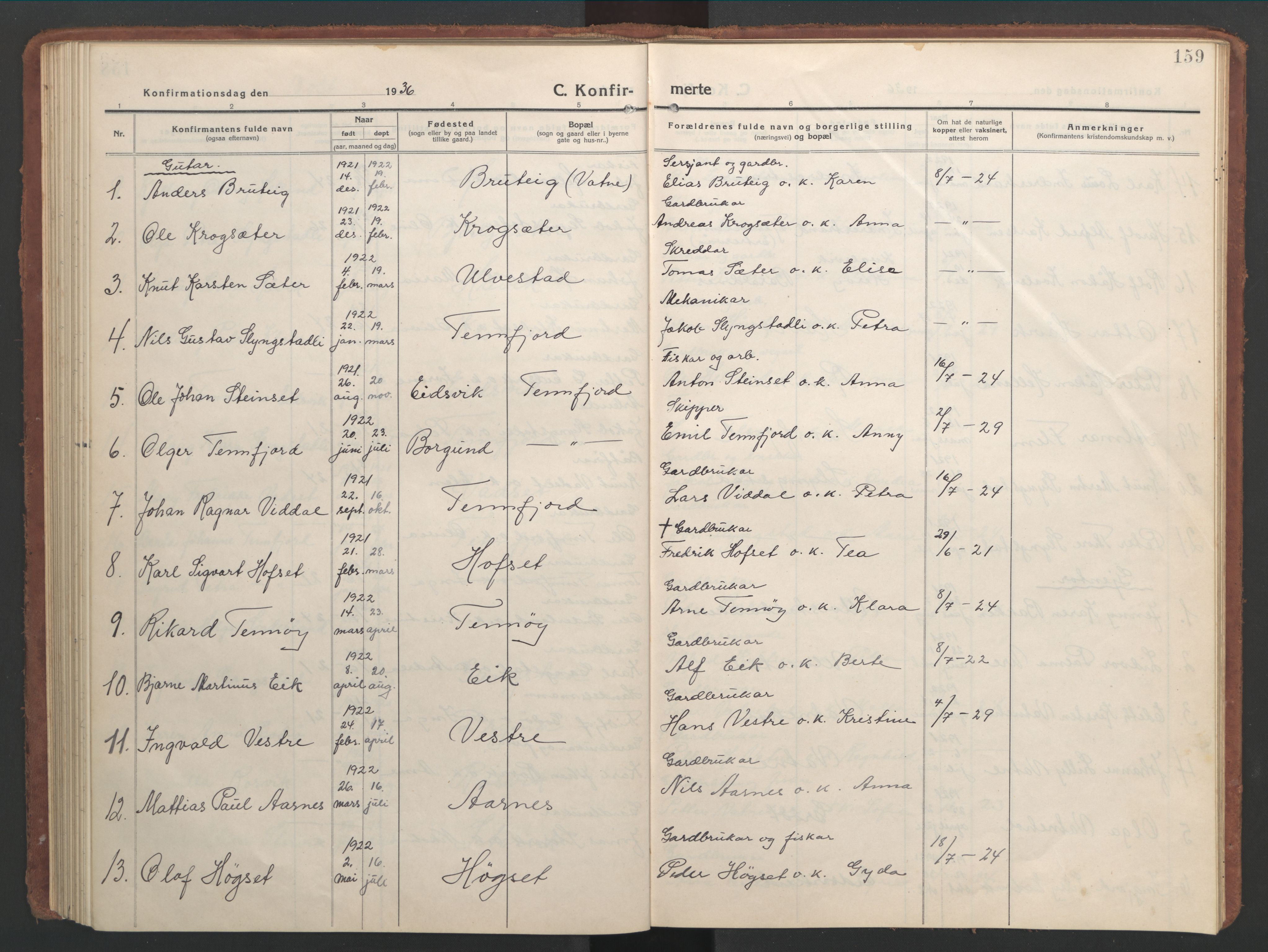 Ministerialprotokoller, klokkerbøker og fødselsregistre - Møre og Romsdal, AV/SAT-A-1454/525/L0378: Klokkerbok nr. 525C04, 1915-1947, s. 159