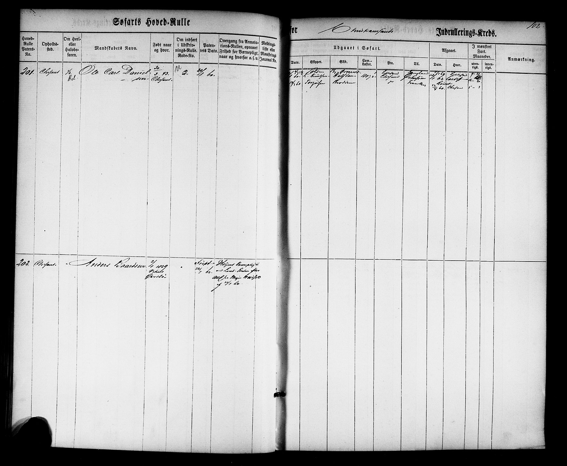 Kristiansand mønstringskrets, SAK/2031-0015/F/Fb/L0022: Hovedrulle nr 1-766, dublett, J-1, 1860-1870, s. 103