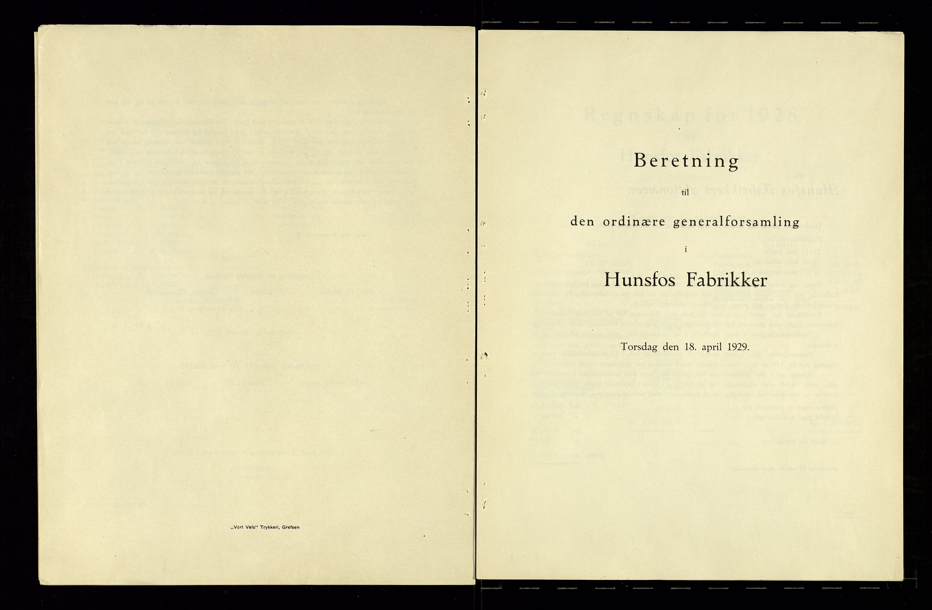 Hunsfos fabrikker, SAK/D/1440/01/L0001/0003: Vedtekter, anmeldelser og årsberetninger / Årsberetninger og regnskap, 1918-1989, s. 45