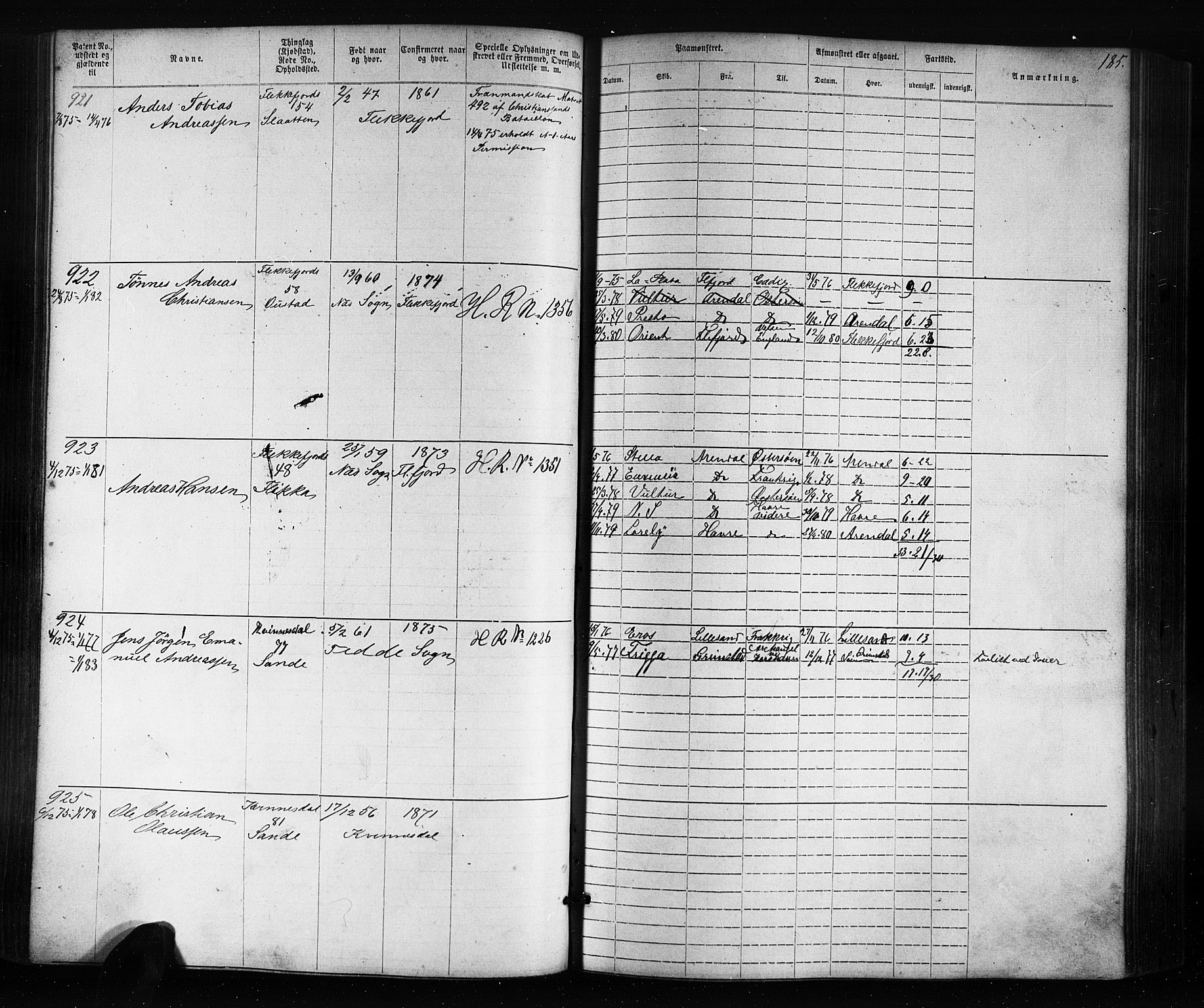 Flekkefjord mønstringskrets, AV/SAK-2031-0018/F/Fa/L0005: Annotasjonsrulle nr 1-1915 med register, Æ-2, 1868-1896, s. 207
