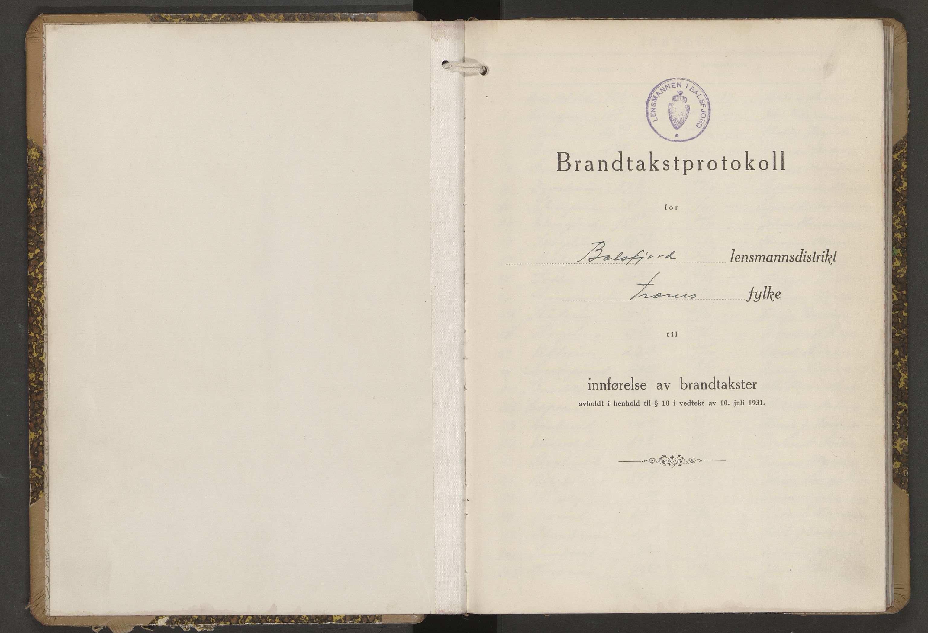 Lensmannen i Balsfjord, AV/SATØ-S-0085/Hf/Hfb/L0192: Branntakstprotokoller 1873-1979. Med register, 1937-1939