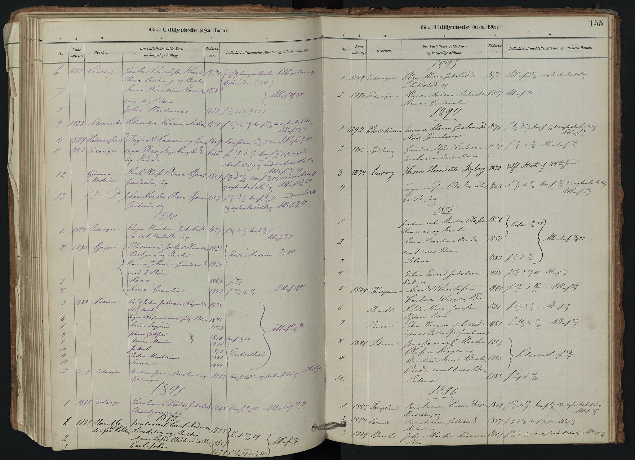 Brunlanes kirkebøker, AV/SAKO-A-342/F/Fd/L0001: Ministerialbok nr. IV 1, 1878-1917, s. 155