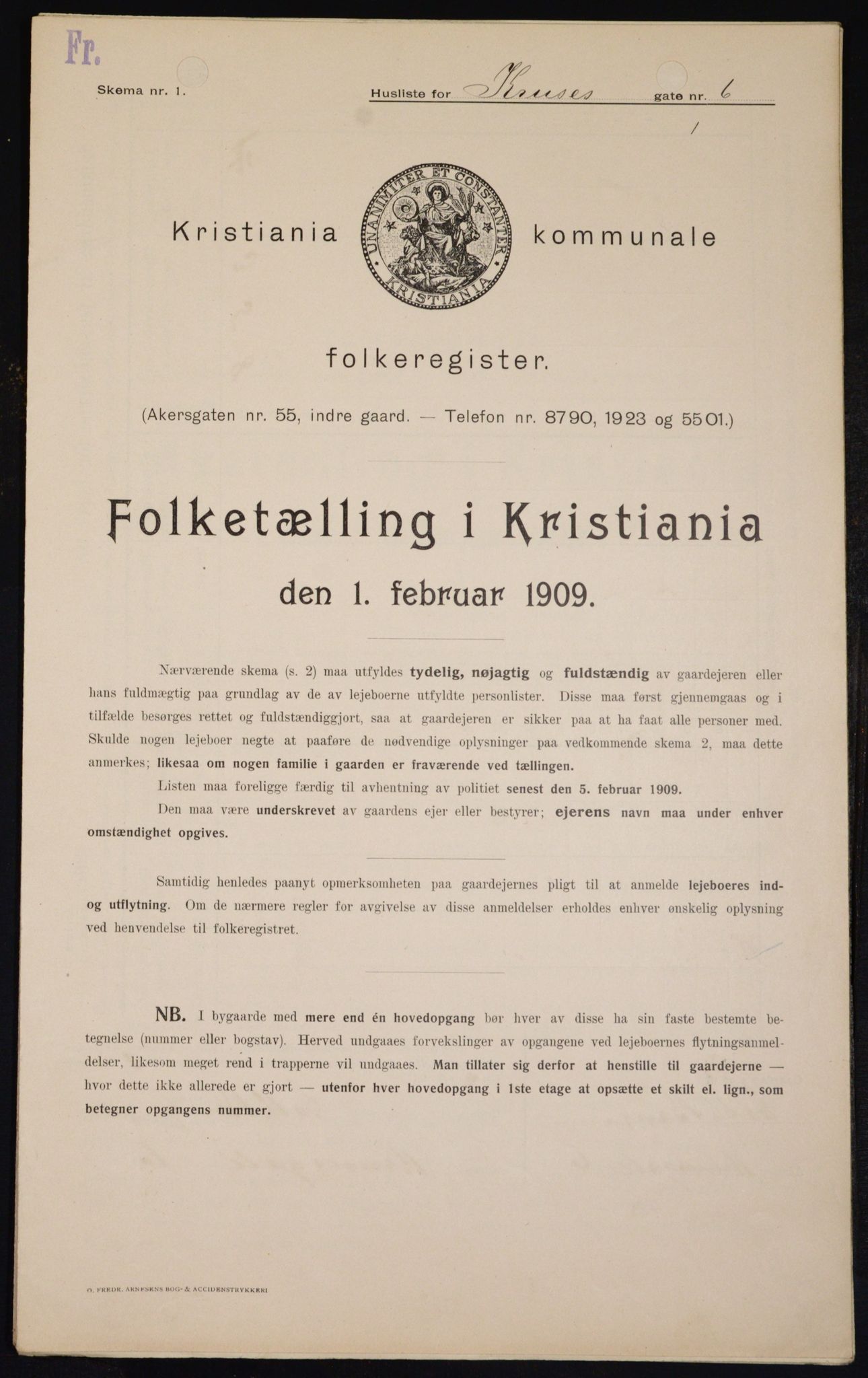 OBA, Kommunal folketelling 1.2.1909 for Kristiania kjøpstad, 1909, s. 50420