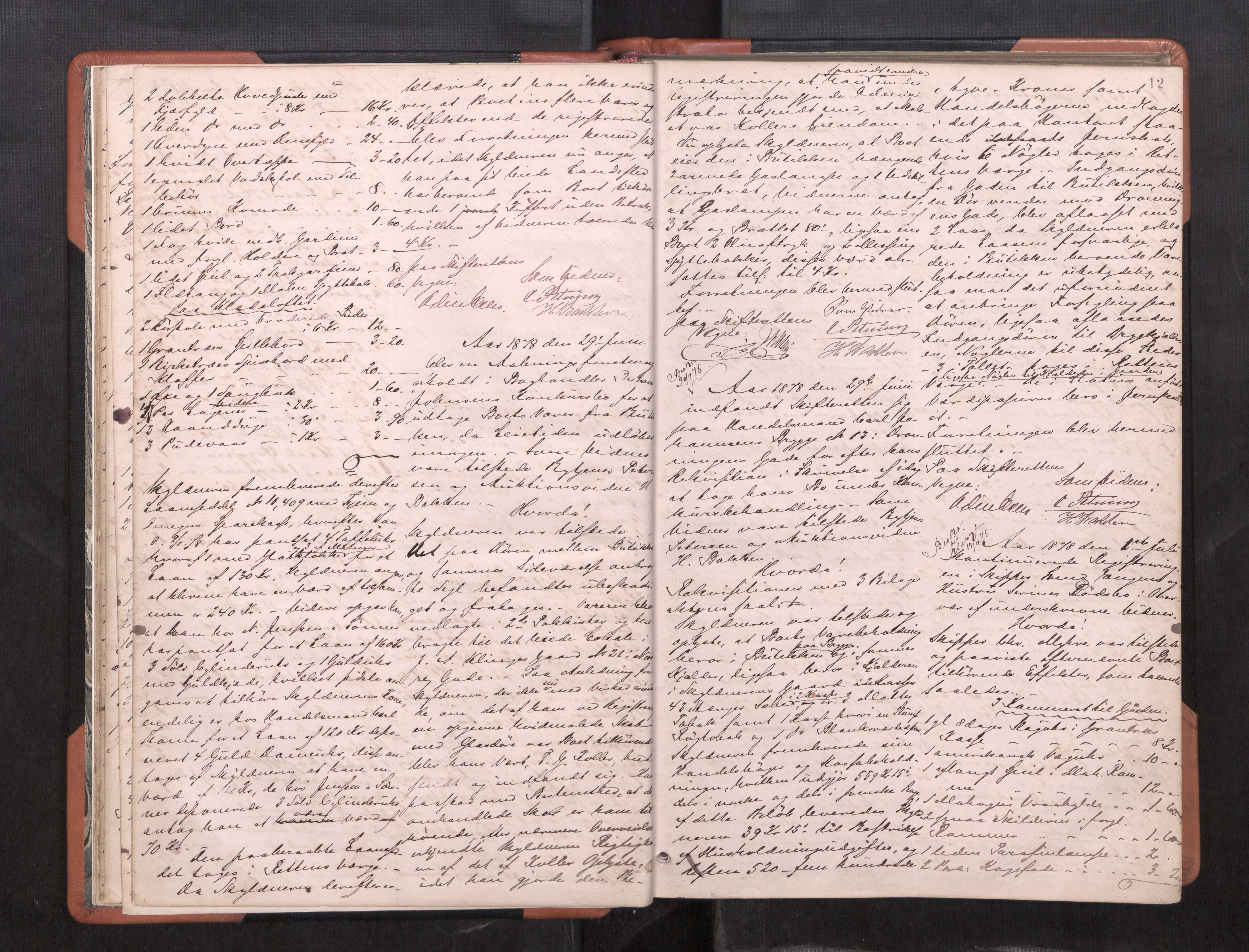 Trondheim byfogd, AV/SAT-A-0003/1/3/3C/L0009: Skifteregistreringsprotokoll (u/ register), 1878-1885, s. 12