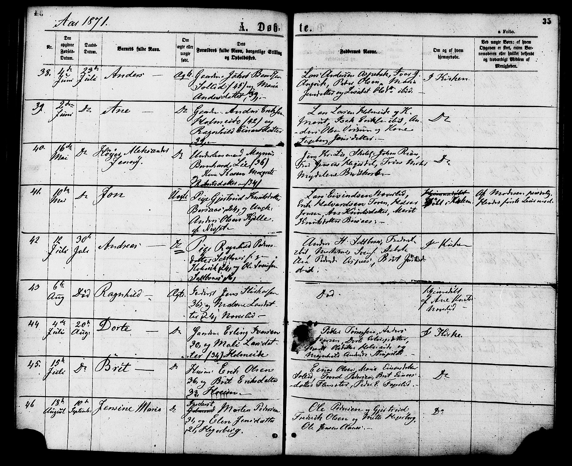 Ministerialprotokoller, klokkerbøker og fødselsregistre - Møre og Romsdal, AV/SAT-A-1454/586/L0986: Ministerialbok nr. 586A12, 1867-1878, s. 35