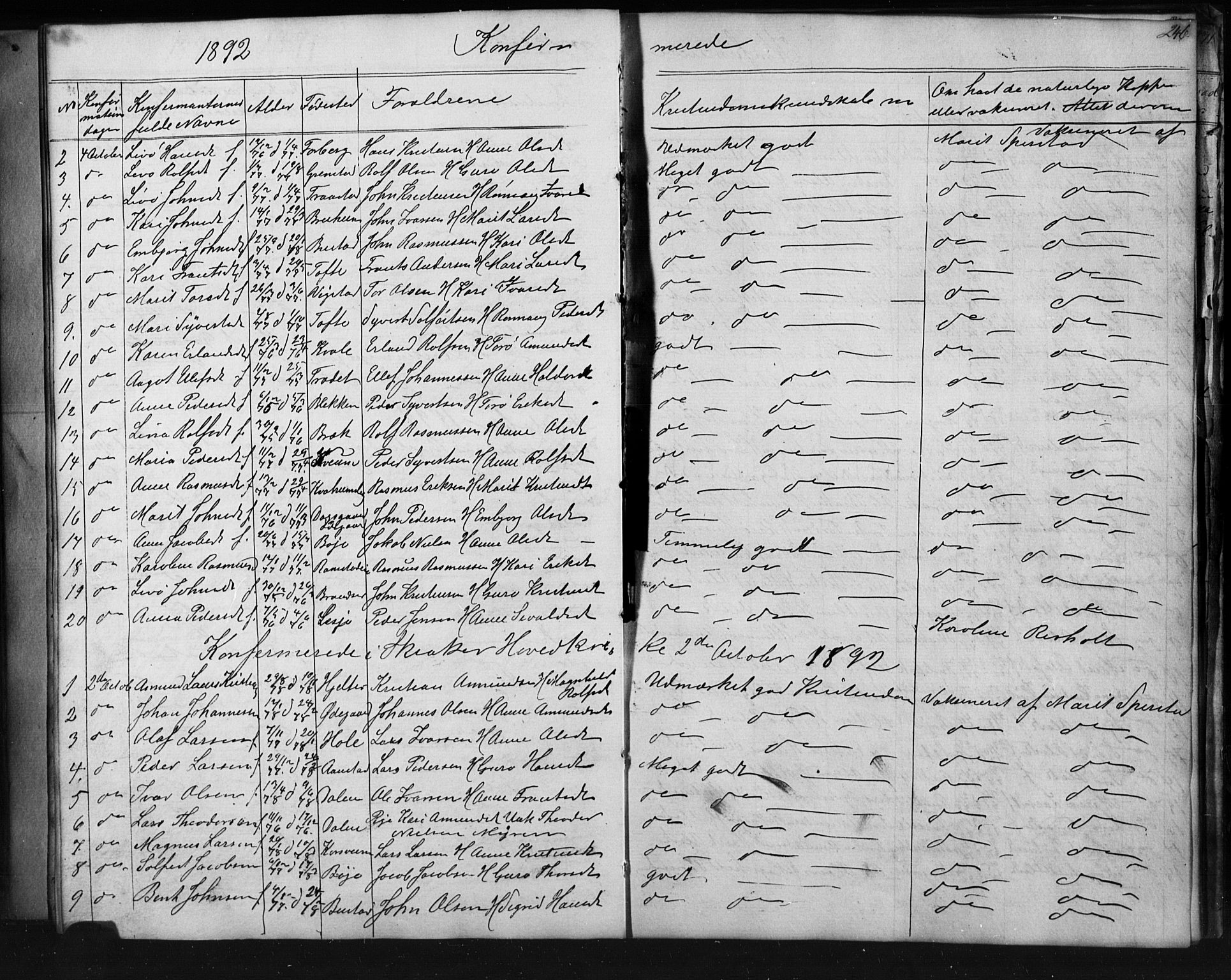 Skjåk prestekontor, AV/SAH-PREST-072/H/Ha/Hab/L0001: Klokkerbok nr. 1, 1865-1893, s. 246